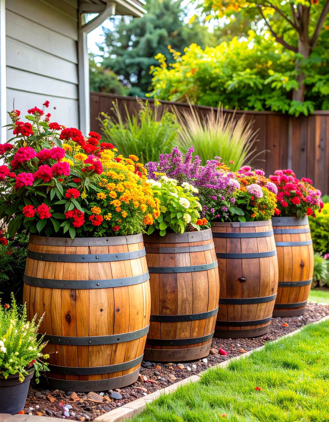 Container Garden Display Area - 24 Front Yard Texas Flower Bed Ideas