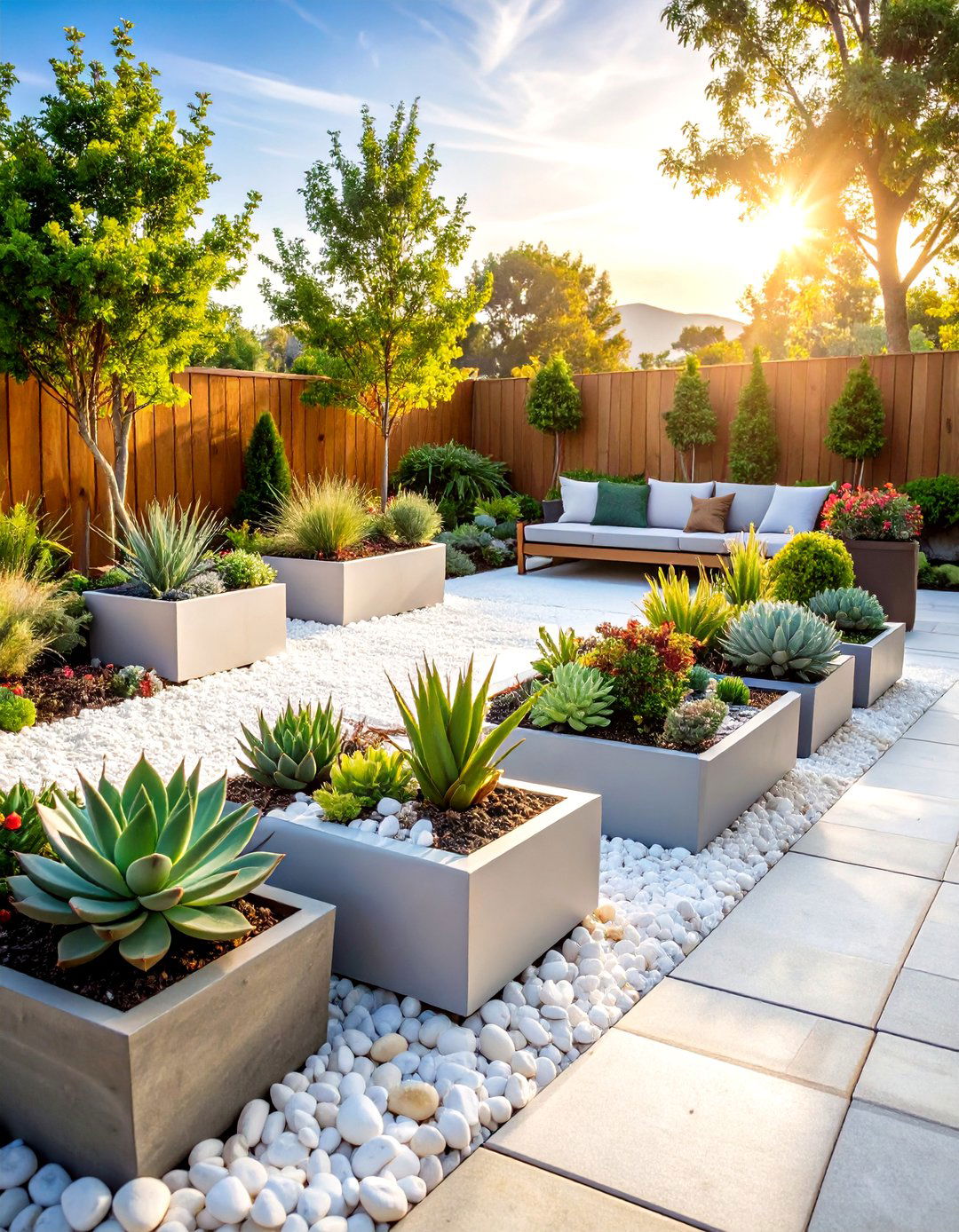Container Garden Displays - 24 White Rock Landscaping Ideas