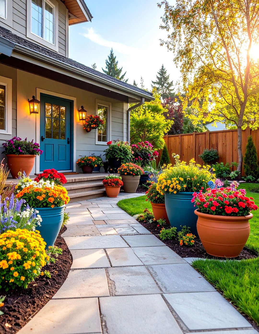 Container Garden Front Yard Displays - 24 Front Yard Flower Bed Ideas
