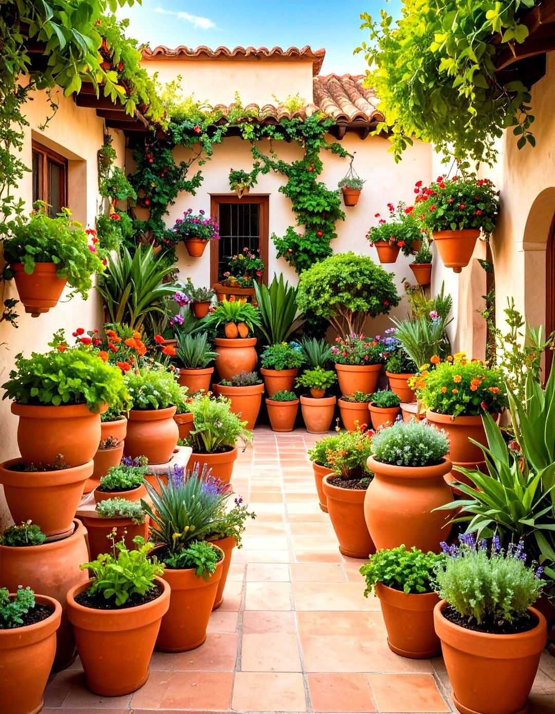 Container Garden Paradise - 24 spanish style patio ideas