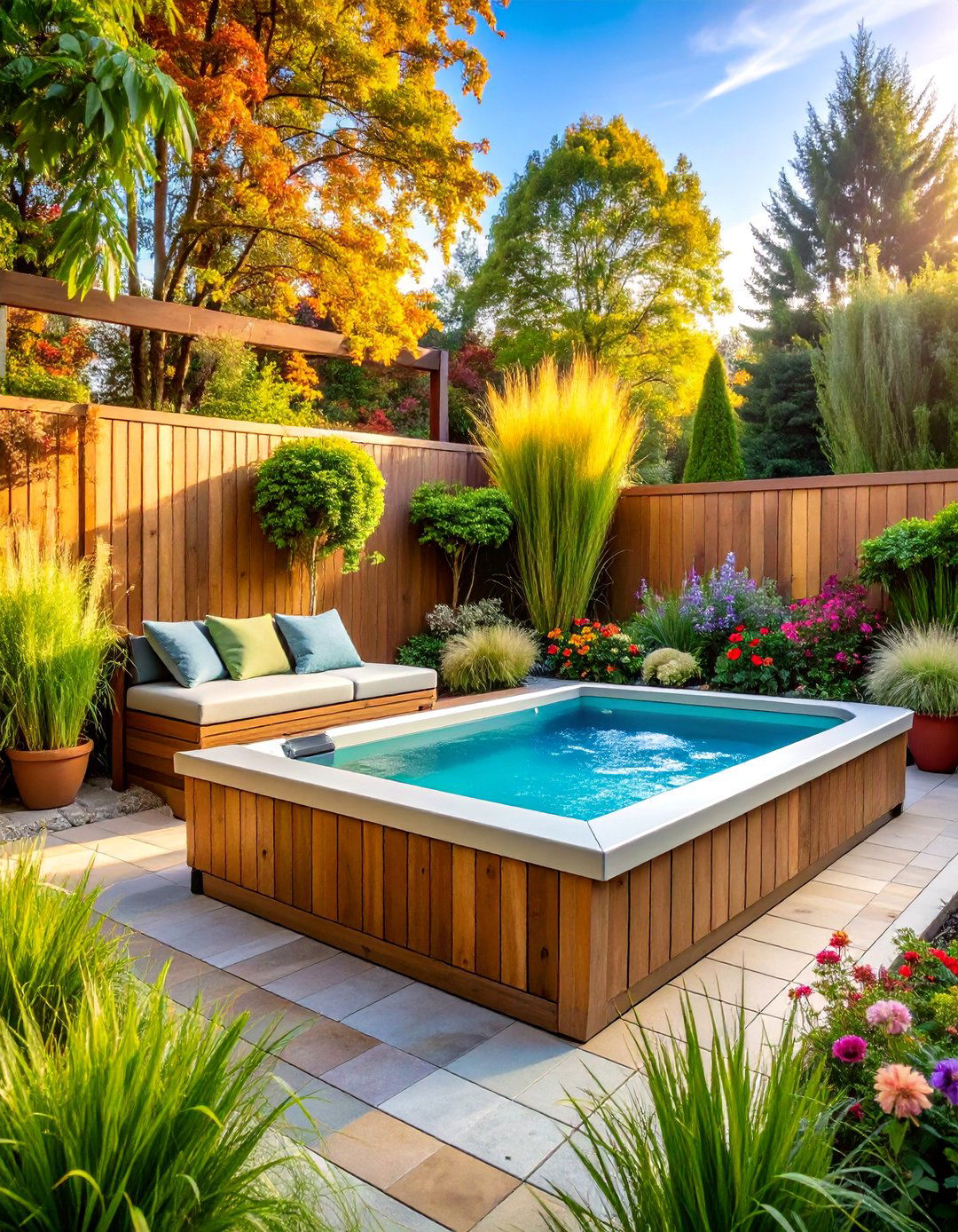 Container Garden Privacy Array - 24 Backyard Hot Tub Privacy Ideas