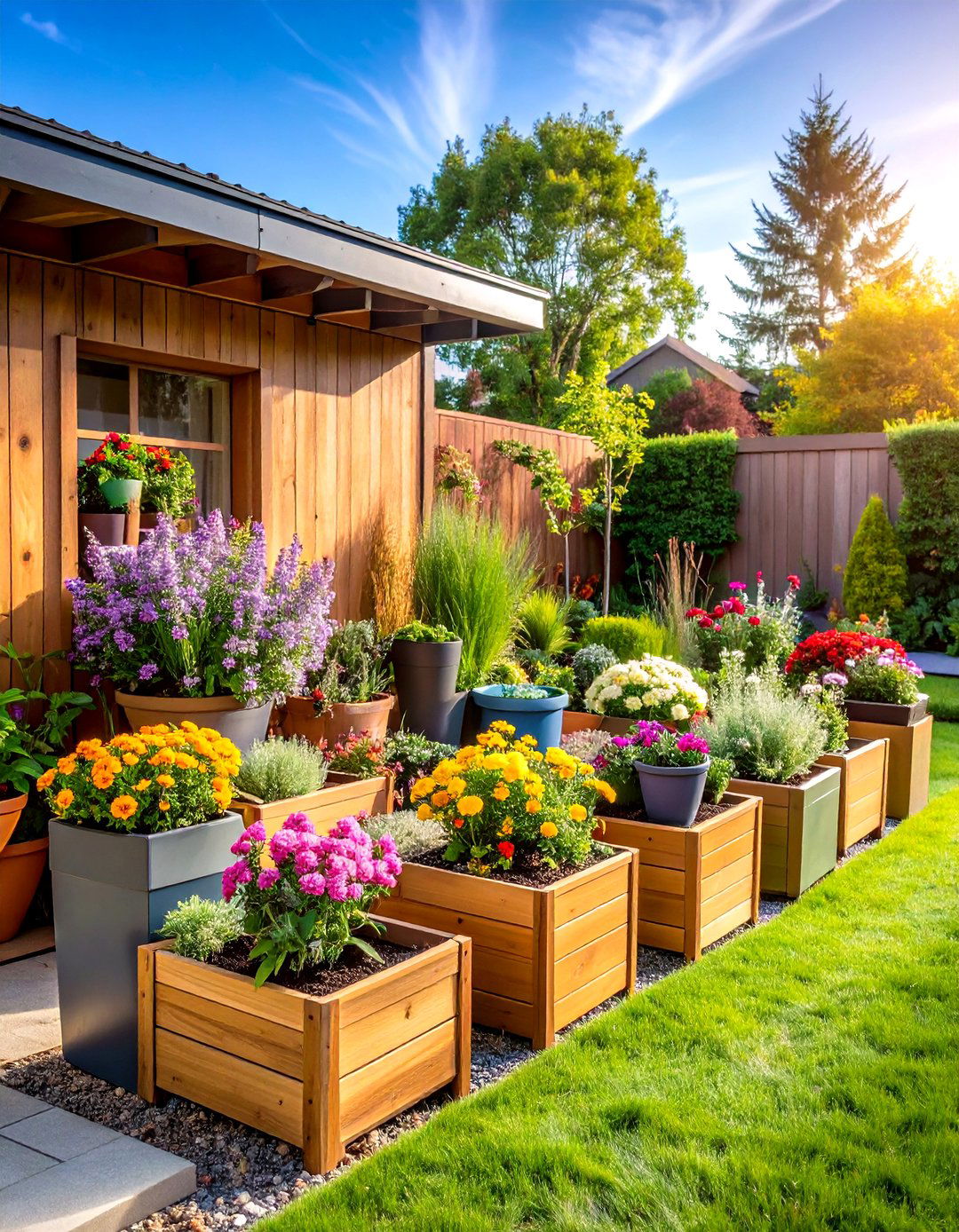 Container Garden Stations - 24 Low Maintenance Backyard Landscaping Ideas
