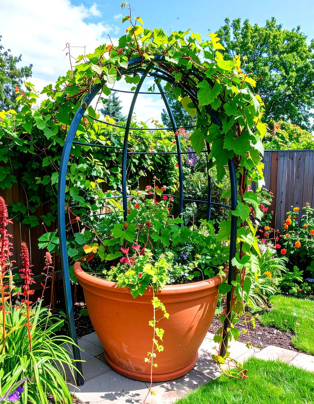 Container Hoop Trellis - 24 Trellis Ideas