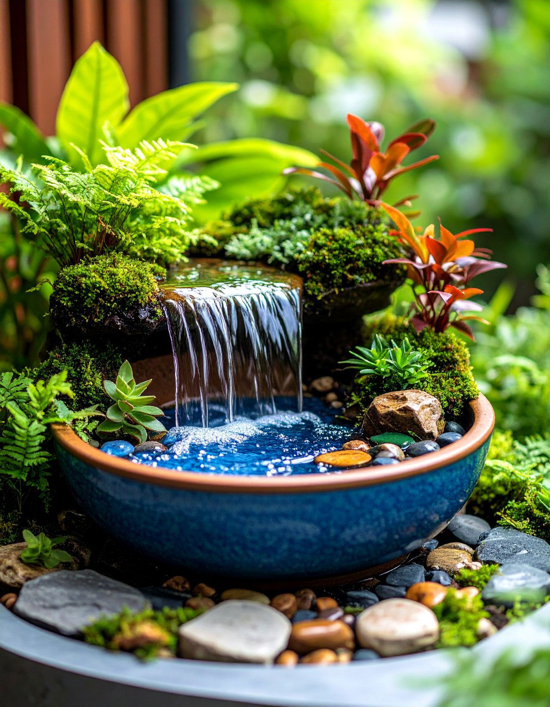 Container Pond Tabletop Waterfall - 24 Backyard Waterfall Ideas