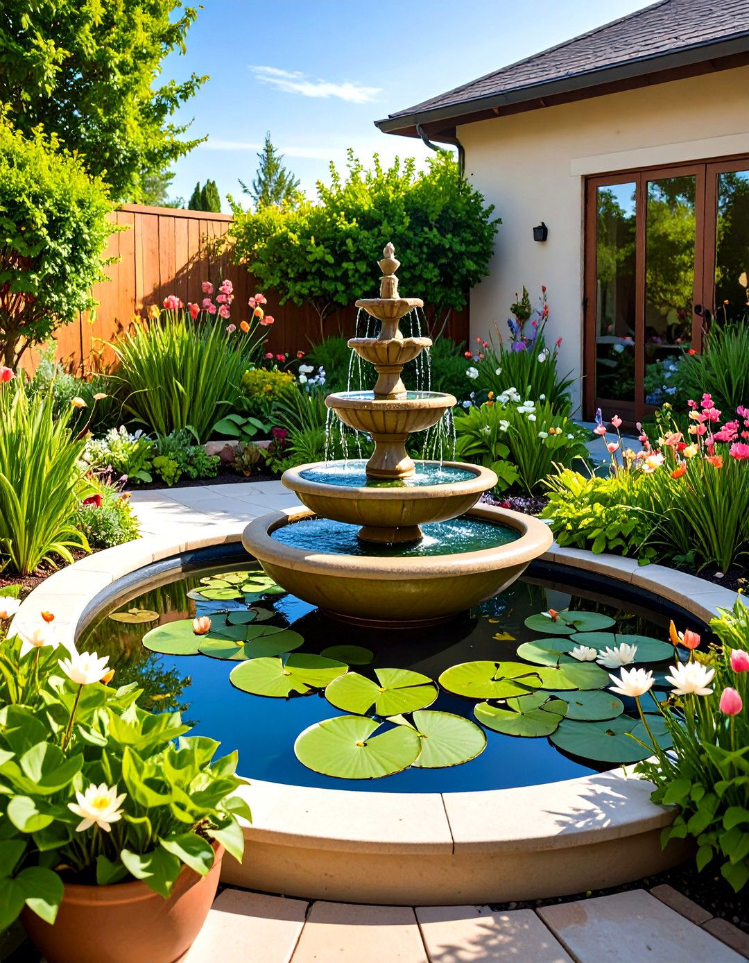 Container Water Garden Feature - 24 Modern Small Garden Ideas