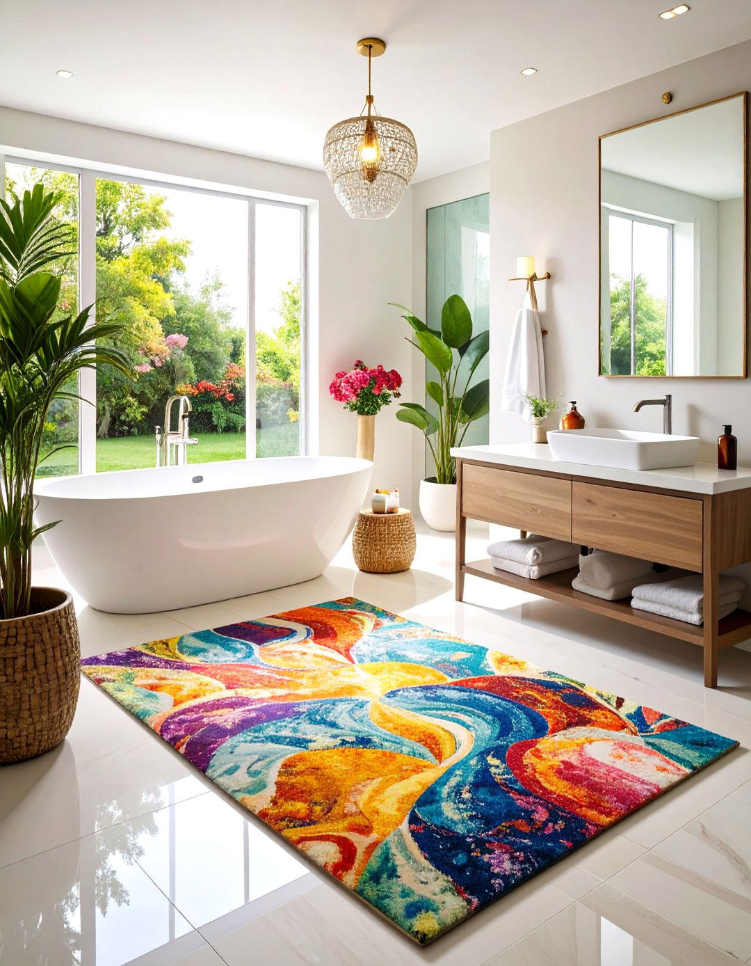 Contemporary Abstract Bathroom Rugs - 24 Bathroom Rug Ideas