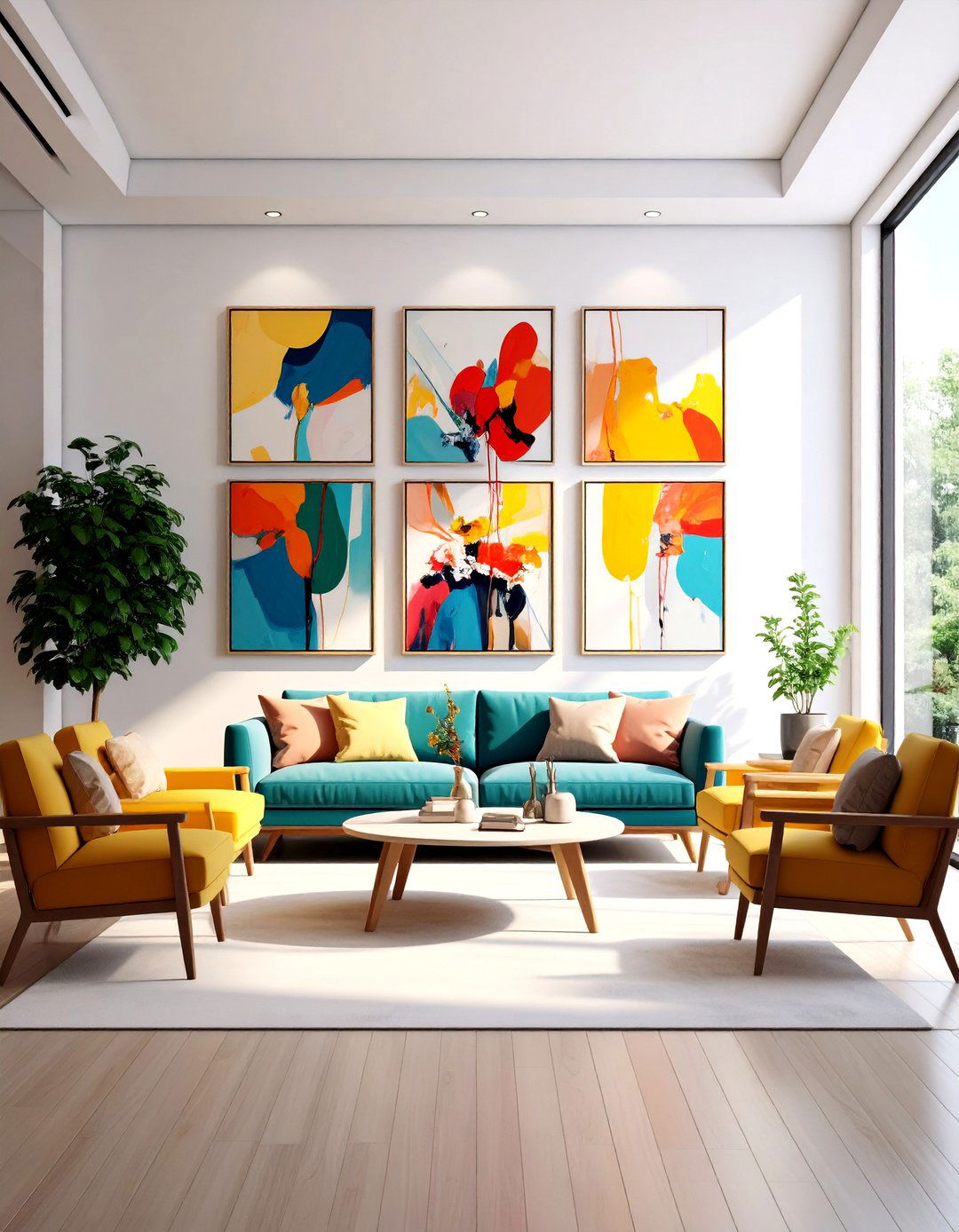 Contemporary Abstract Gallery Wall - 24 Gallery Wall Ideas