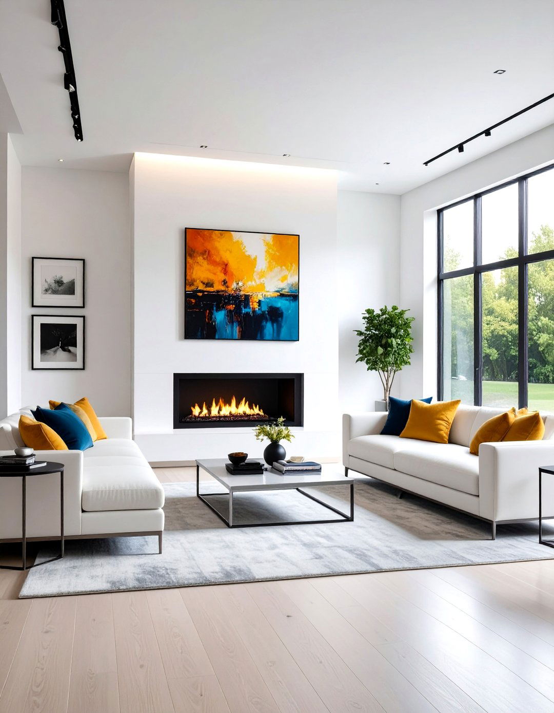 Contemporary Art Gallery Fireplace with Statement Pieces - 24 Fireplace Decor Ideas