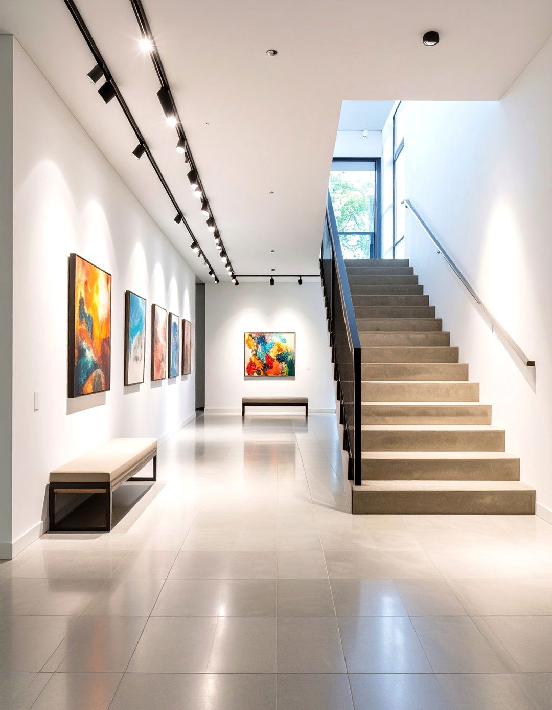 Contemporary Art Gallery Landing - 24 Stair Landing Ideas