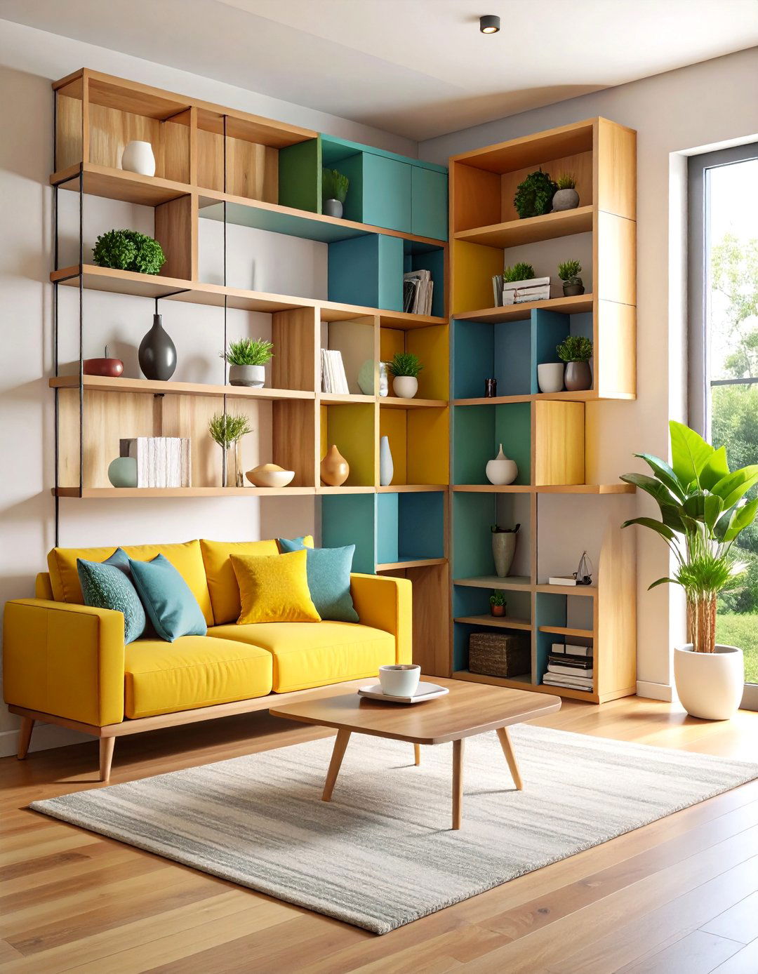 Contemporary Asymmetrical Corner Shelves - 24 Corner Shelf Ideas