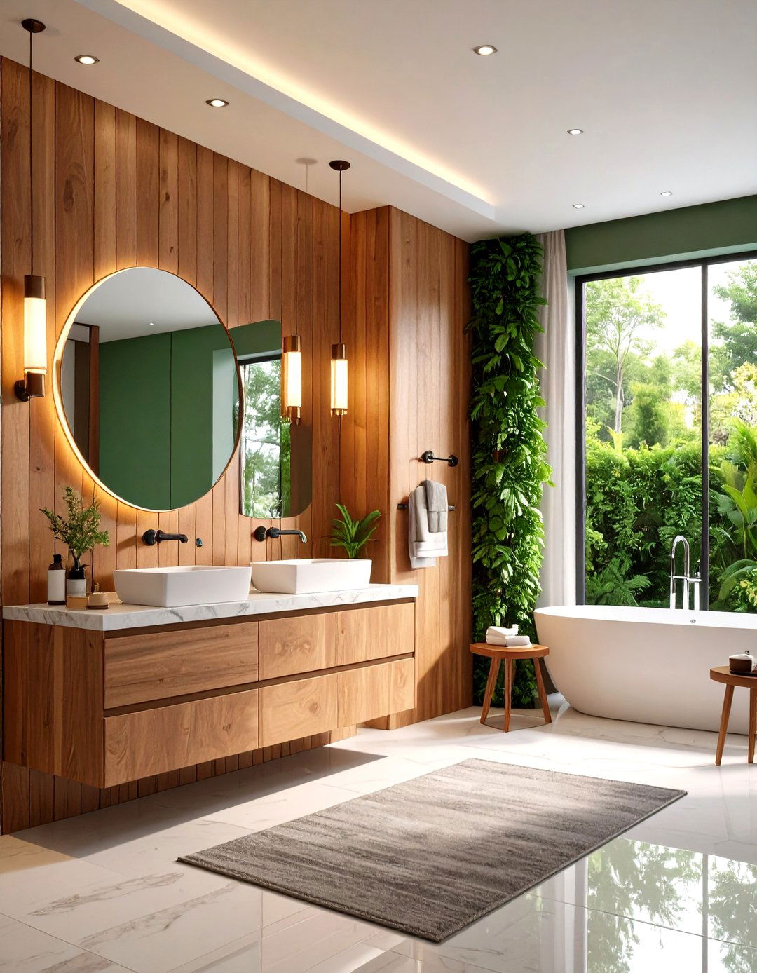 Contemporary Bathroom with Vertical Shiplap Accent Wall - 24 shiplap accent wall ideas