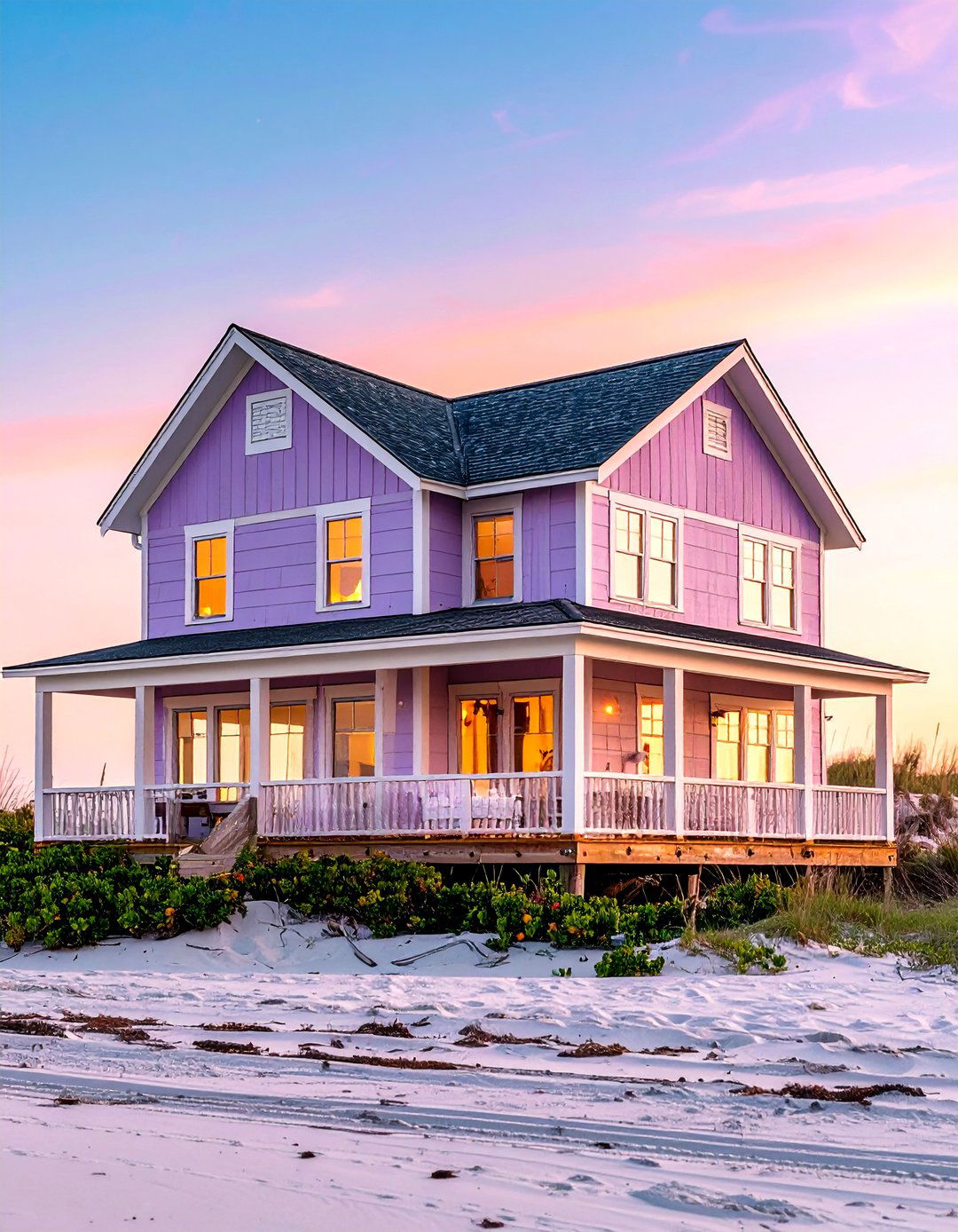 Contemporary Beach House Lilac - 24 Purple House Exterior Ideas