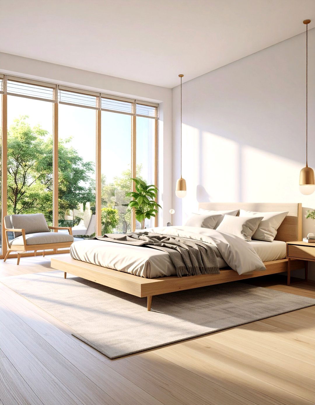Contemporary Bedroom with Floor to Ceiling Windows - 24 Modern Bedroom Ideas