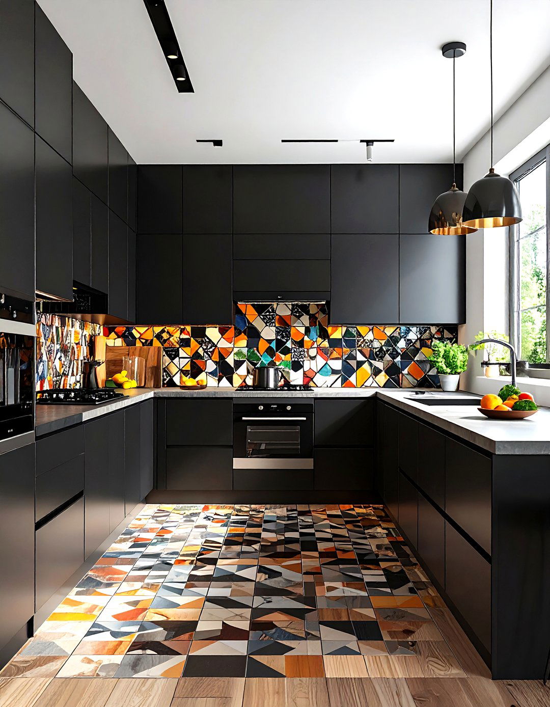 Contemporary Black Mosaic Backsplash - 24 Kitchen With Black Backsplash