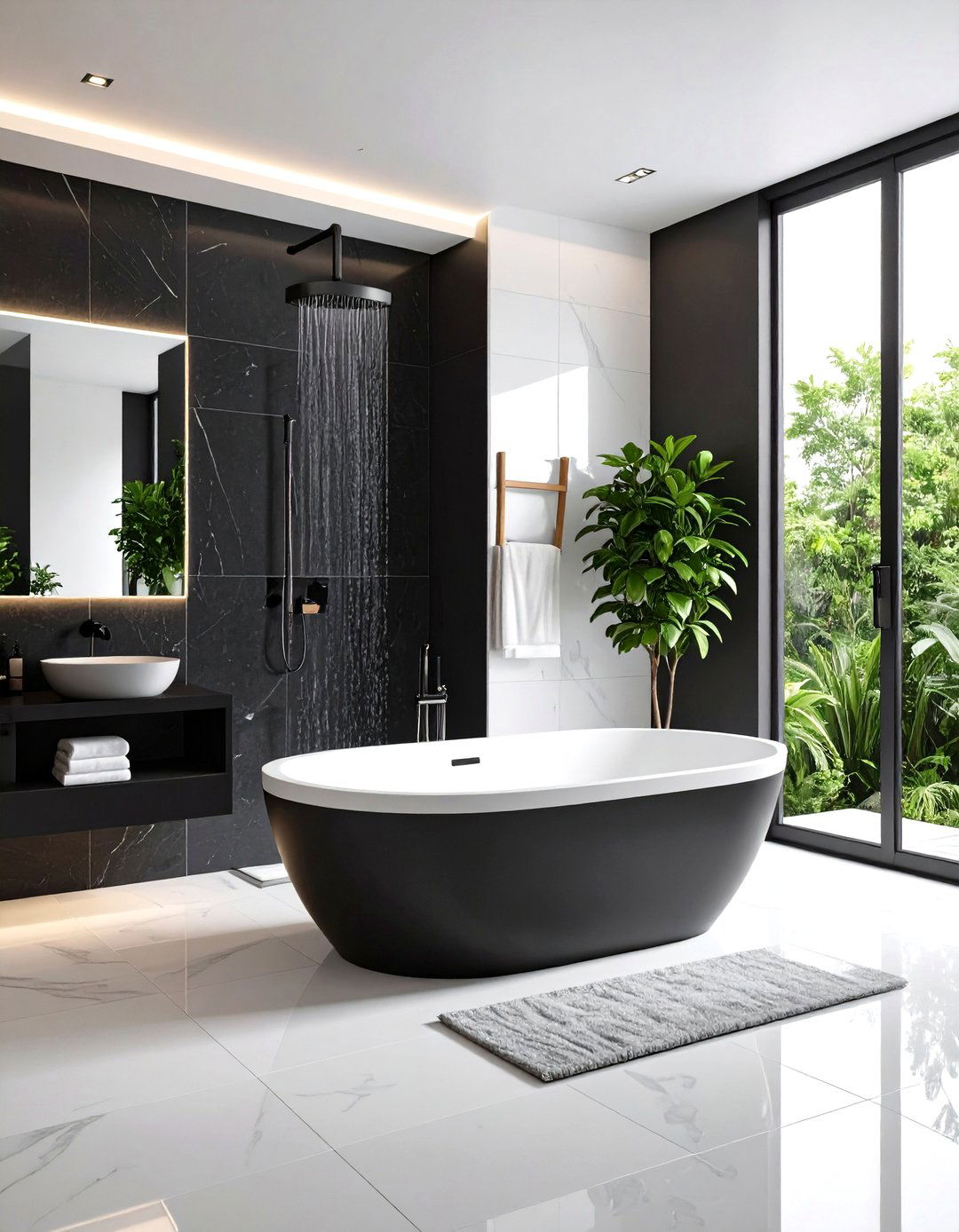 Contemporary Black and White Contrast - 24 Tub-shower Combo Ideas