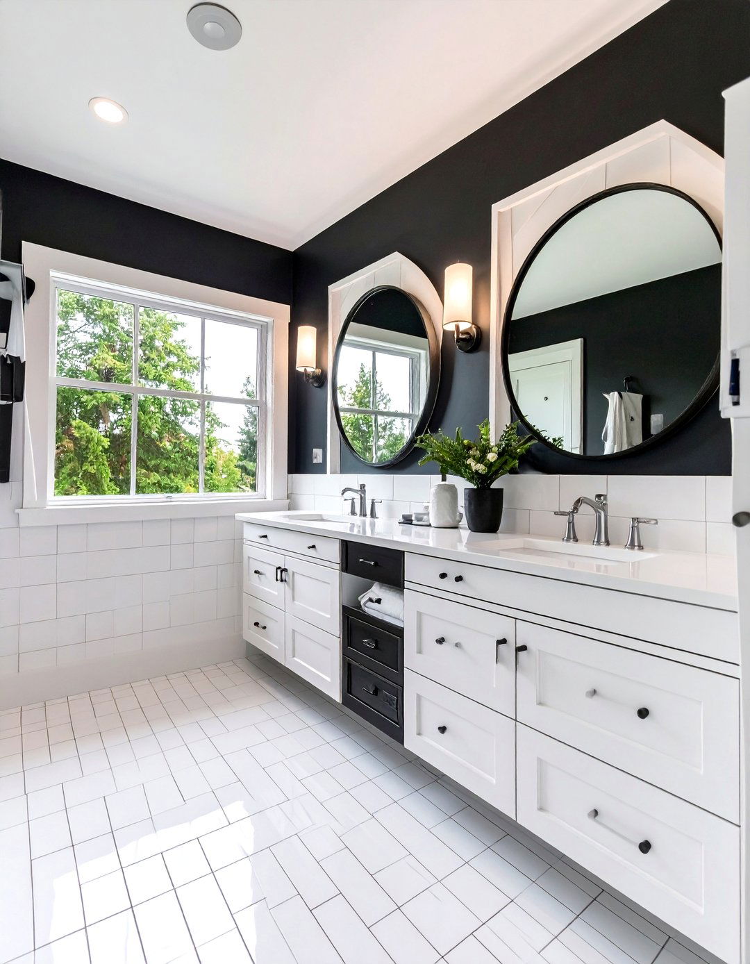 Contemporary Black and White Powder Room Design - 24 Powder Room Ideas
