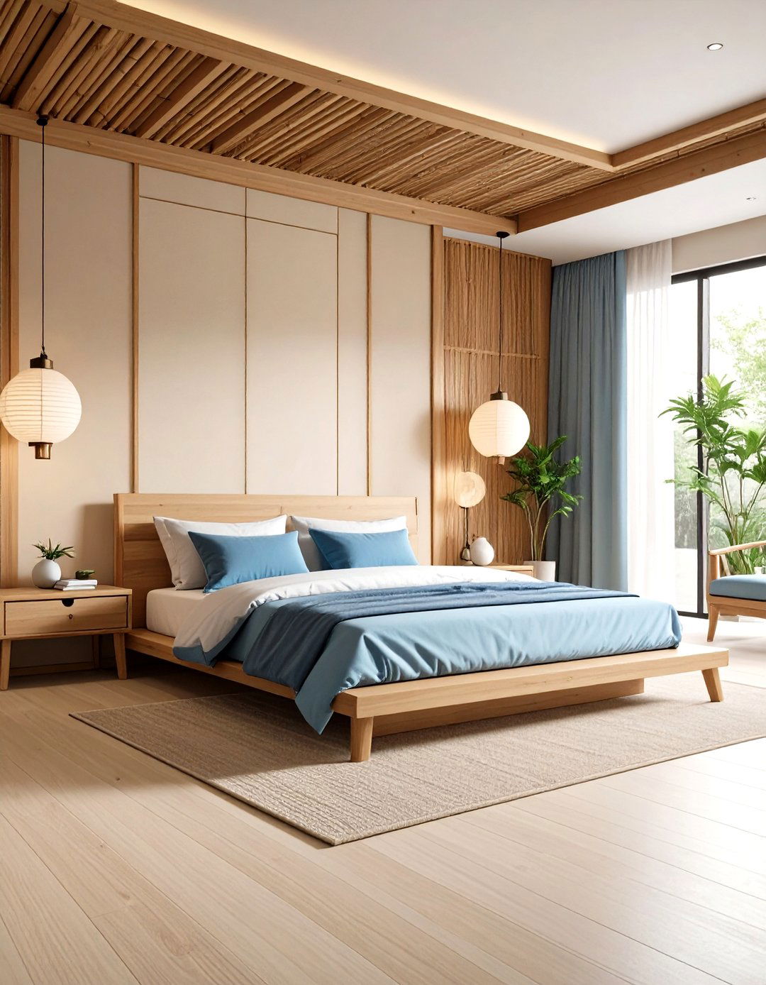 Contemporary Blue Beige Zen Bedroom - 24 blue and beige bedroom ideas