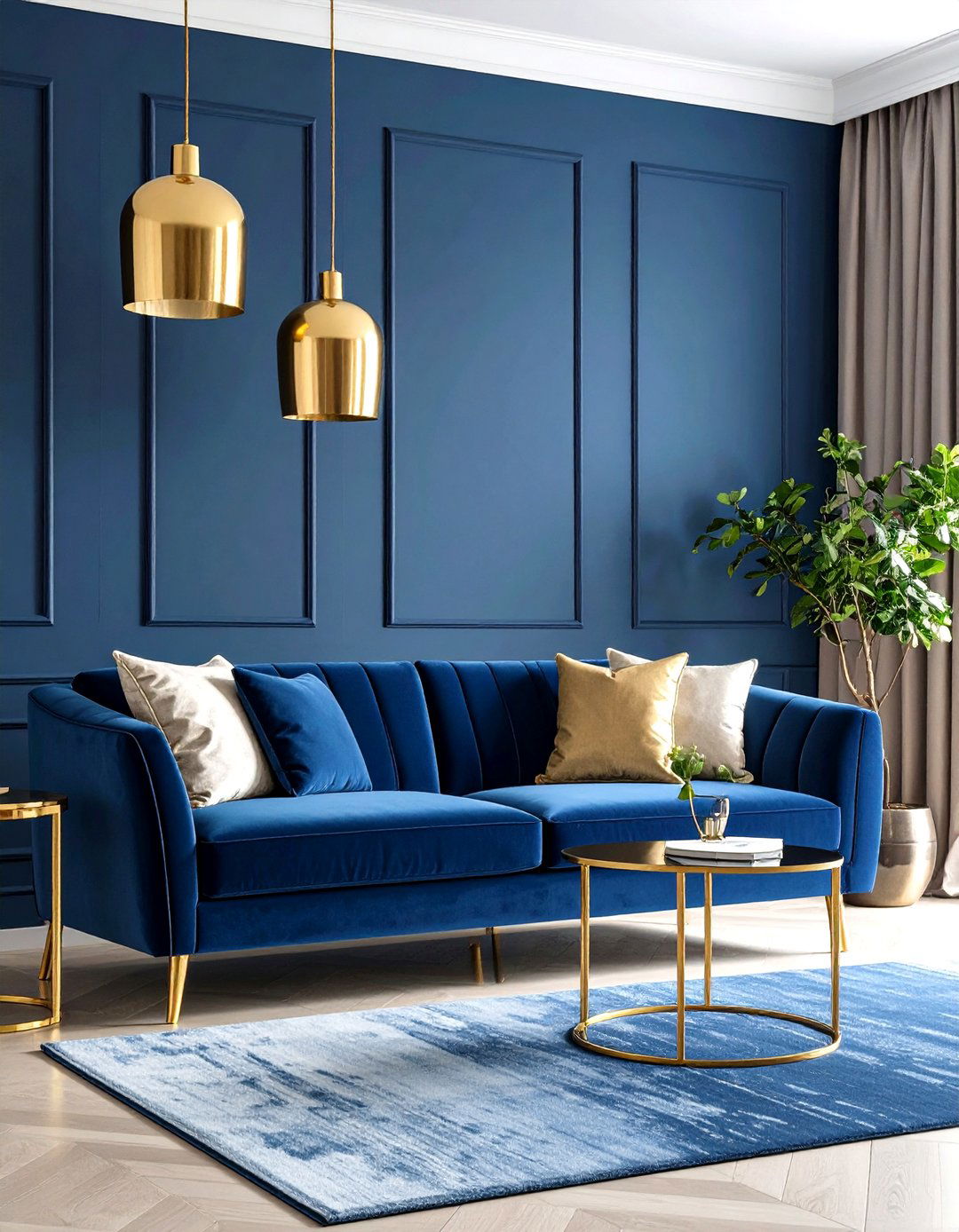 Contemporary Blue and Gold Sophistication - 24 Blue and Gold Living Room Ideas