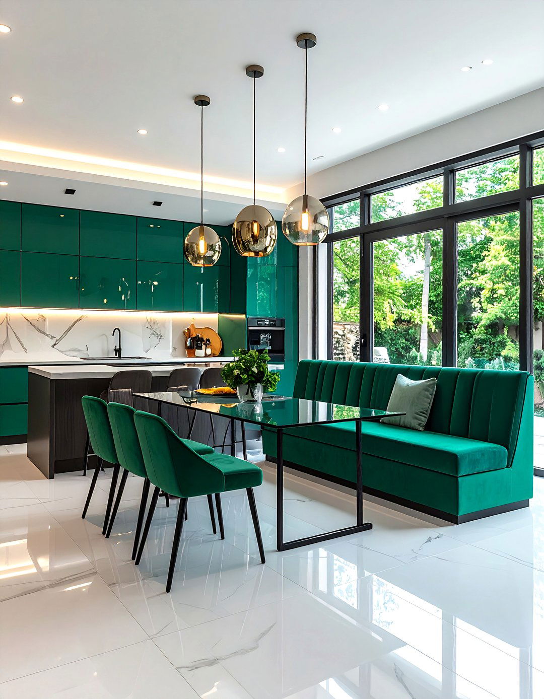Contemporary Breakfast Nook with Bold Colors - 24 Breakfast Nook Ideas