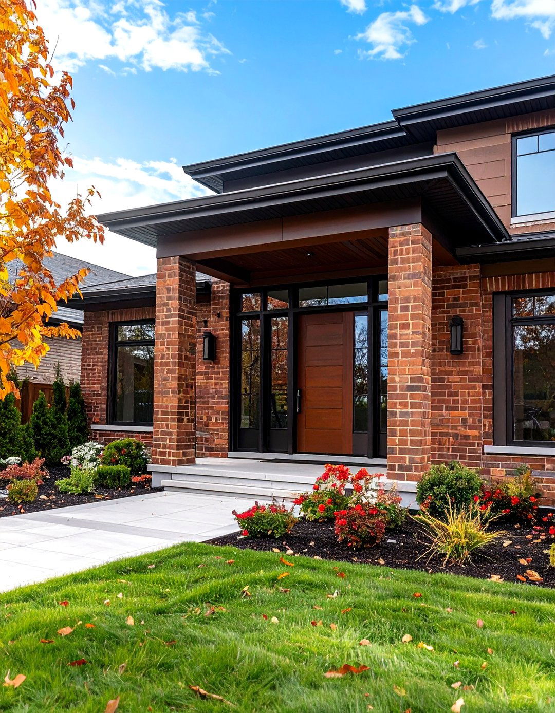 Contemporary Brown Brick Accents