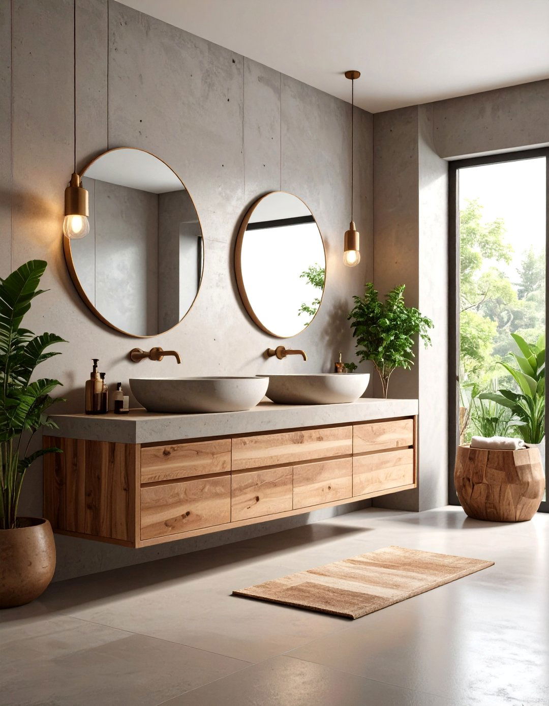 Contemporary Brown Concrete Style - 24 Brown Bathroom Ideas
