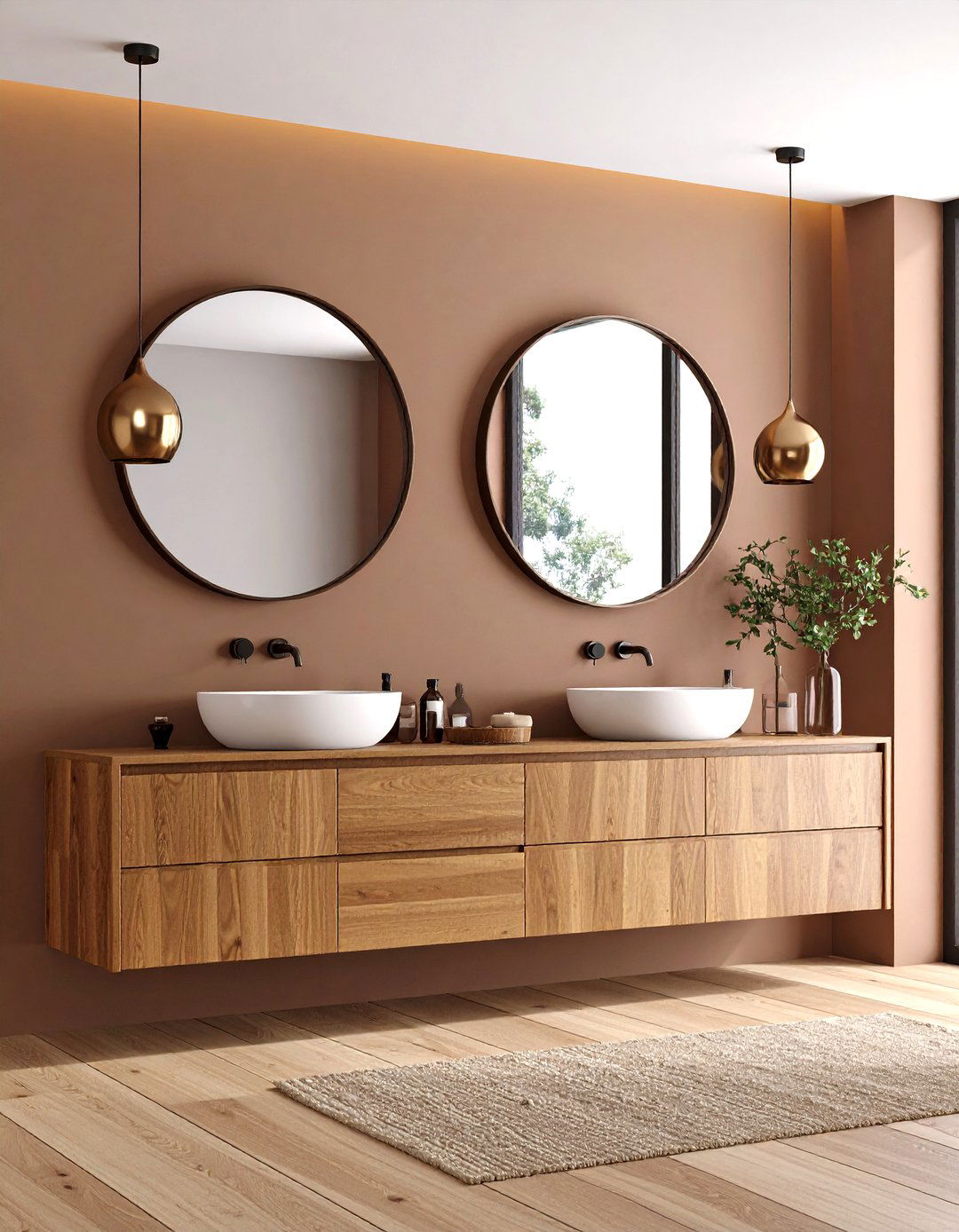 Contemporary Brown Floating Elements - 24 Brown Bathroom Ideas