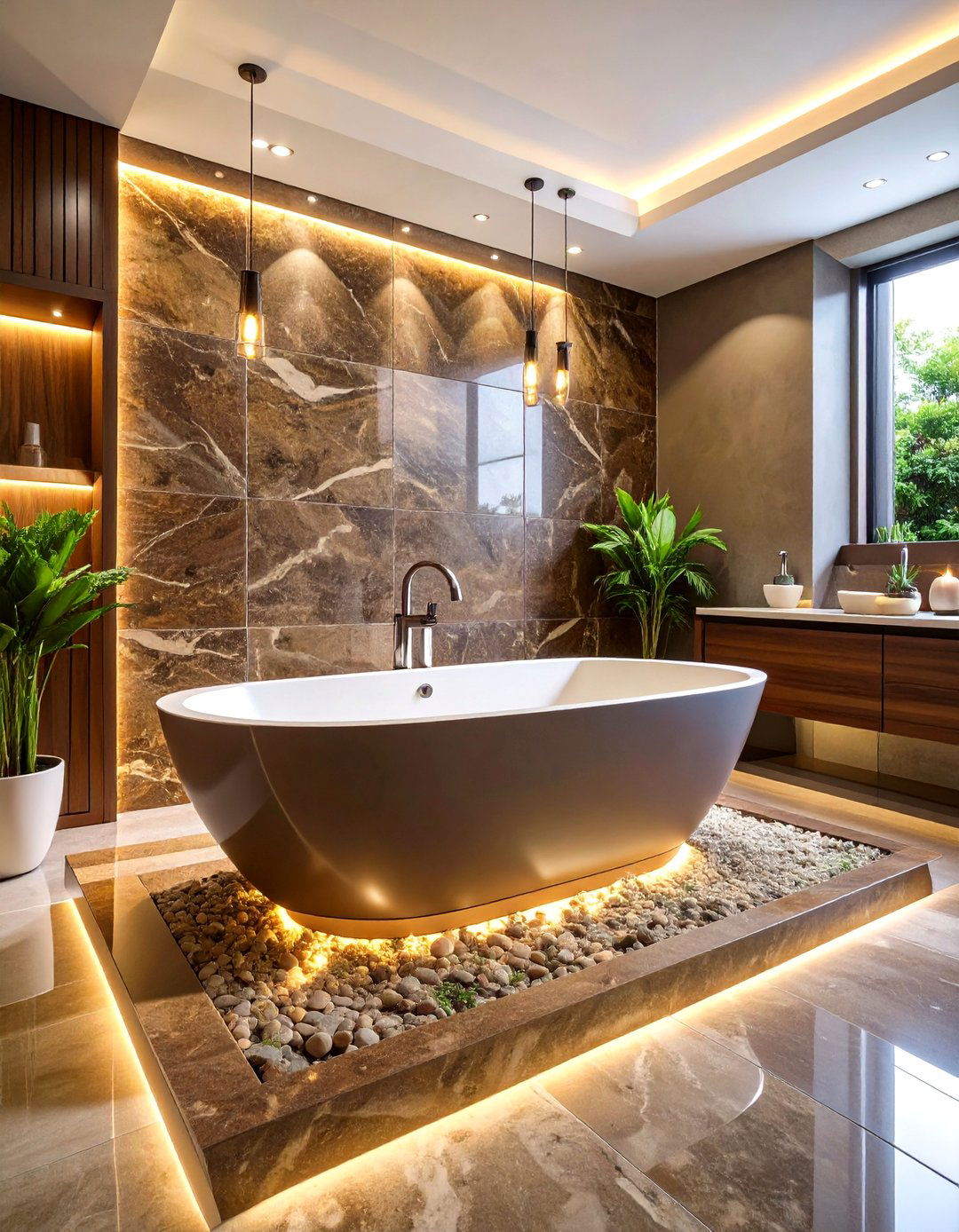 Contemporary Brown Granite Tub Surrounds - 24 Brown Granite Bathroom Ideas