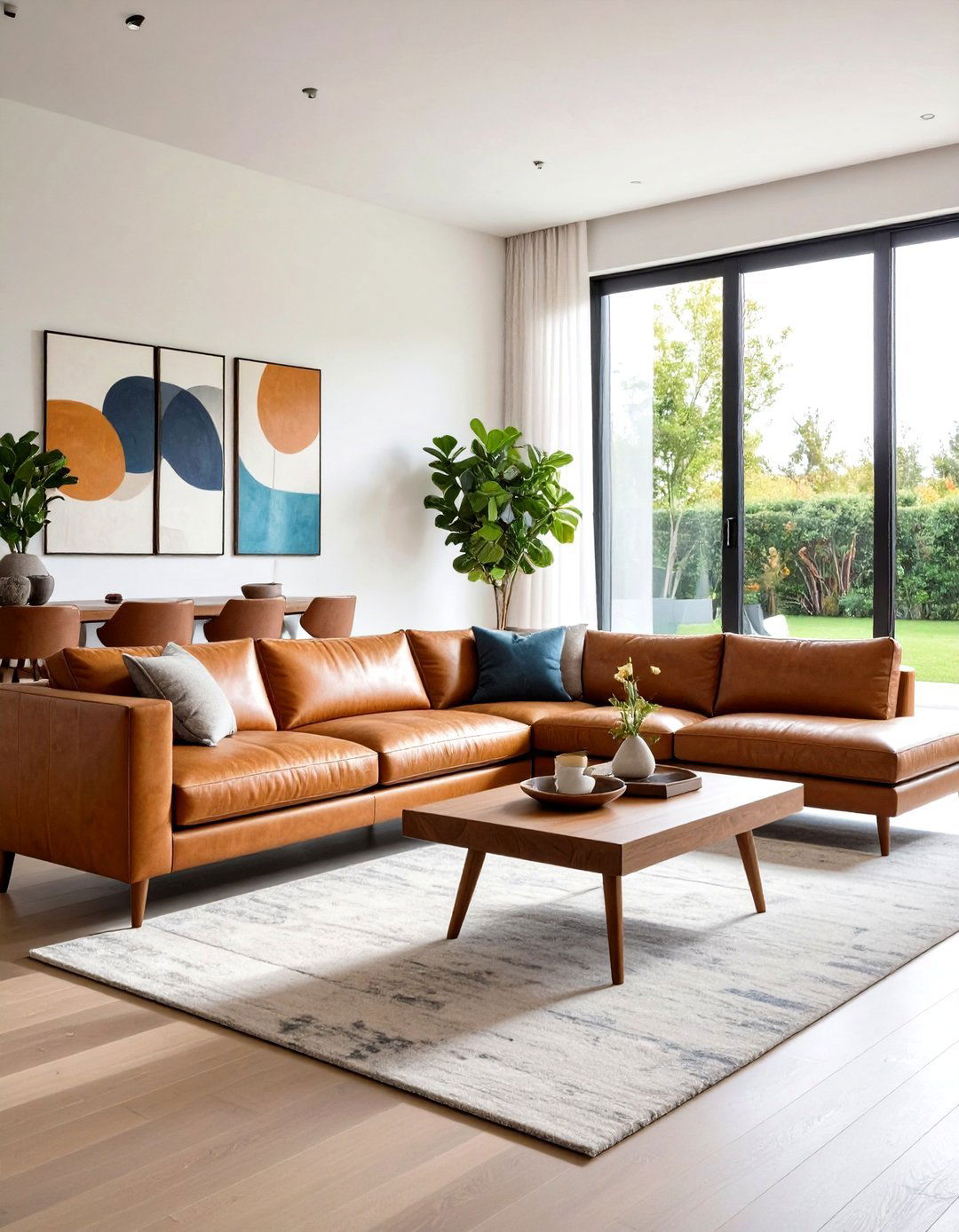 Contemporary Brown Leather Sectional Layout - 24 Brown Leather Couch Living Room Ideas