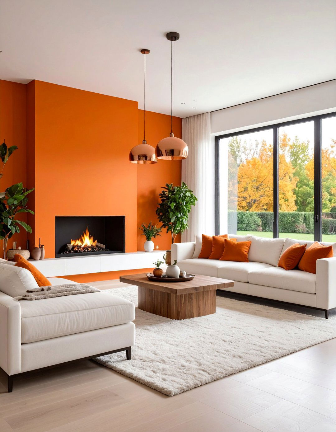 Contemporary Burnt Orange Open Concept - 24 Burnt Orange Living Room Ideas