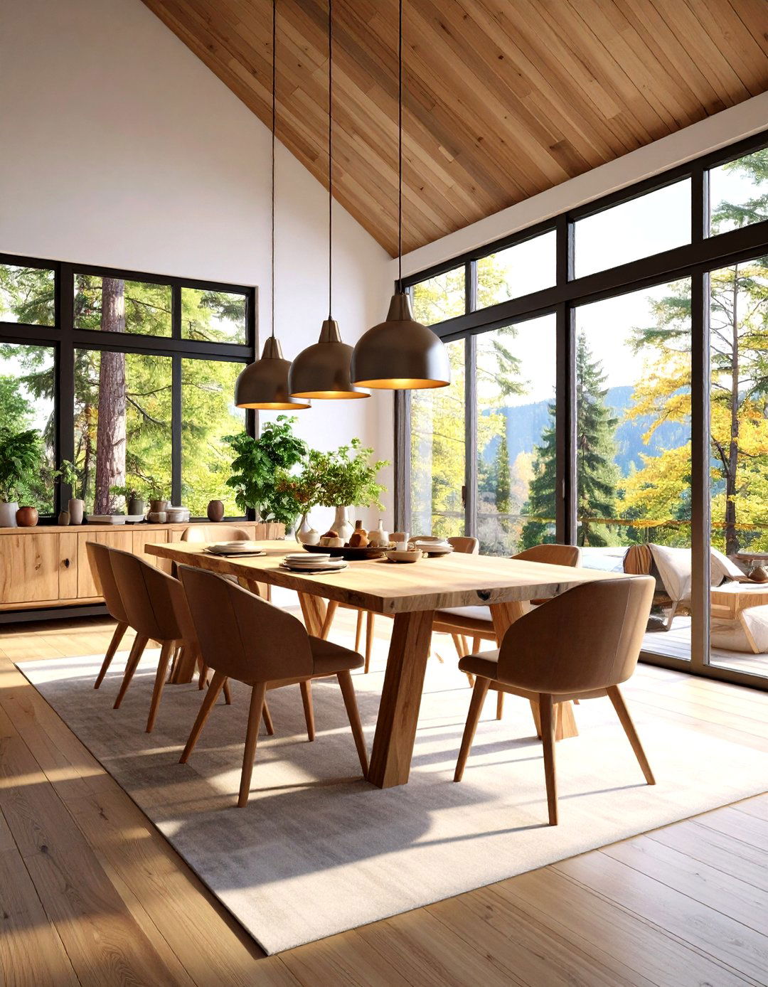 Contemporary Cabin Dining Room - 24 Log Cabin Interior Design Ideas