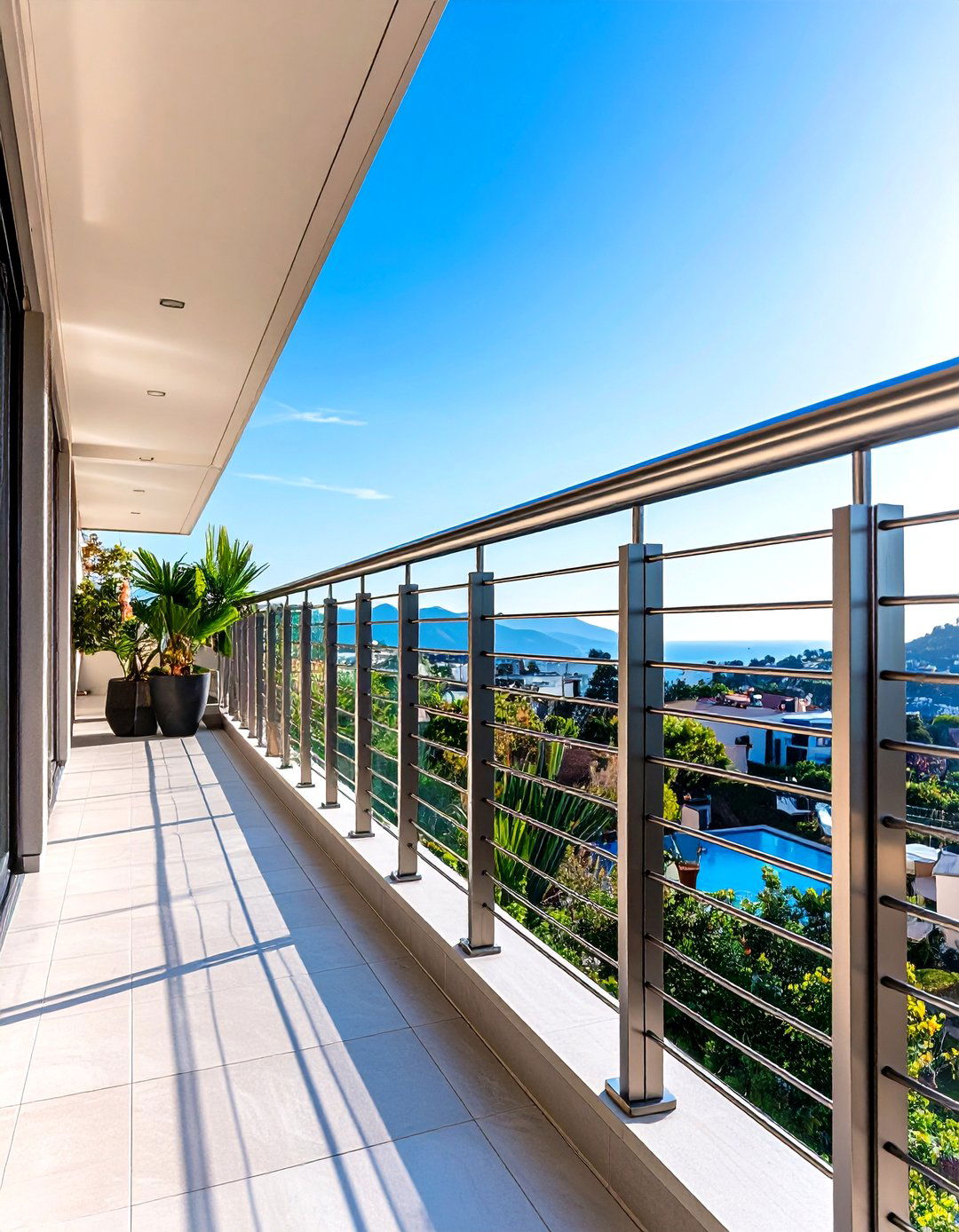 Contemporary Cable Rail French Balcony - 24 French Balcony Ideas