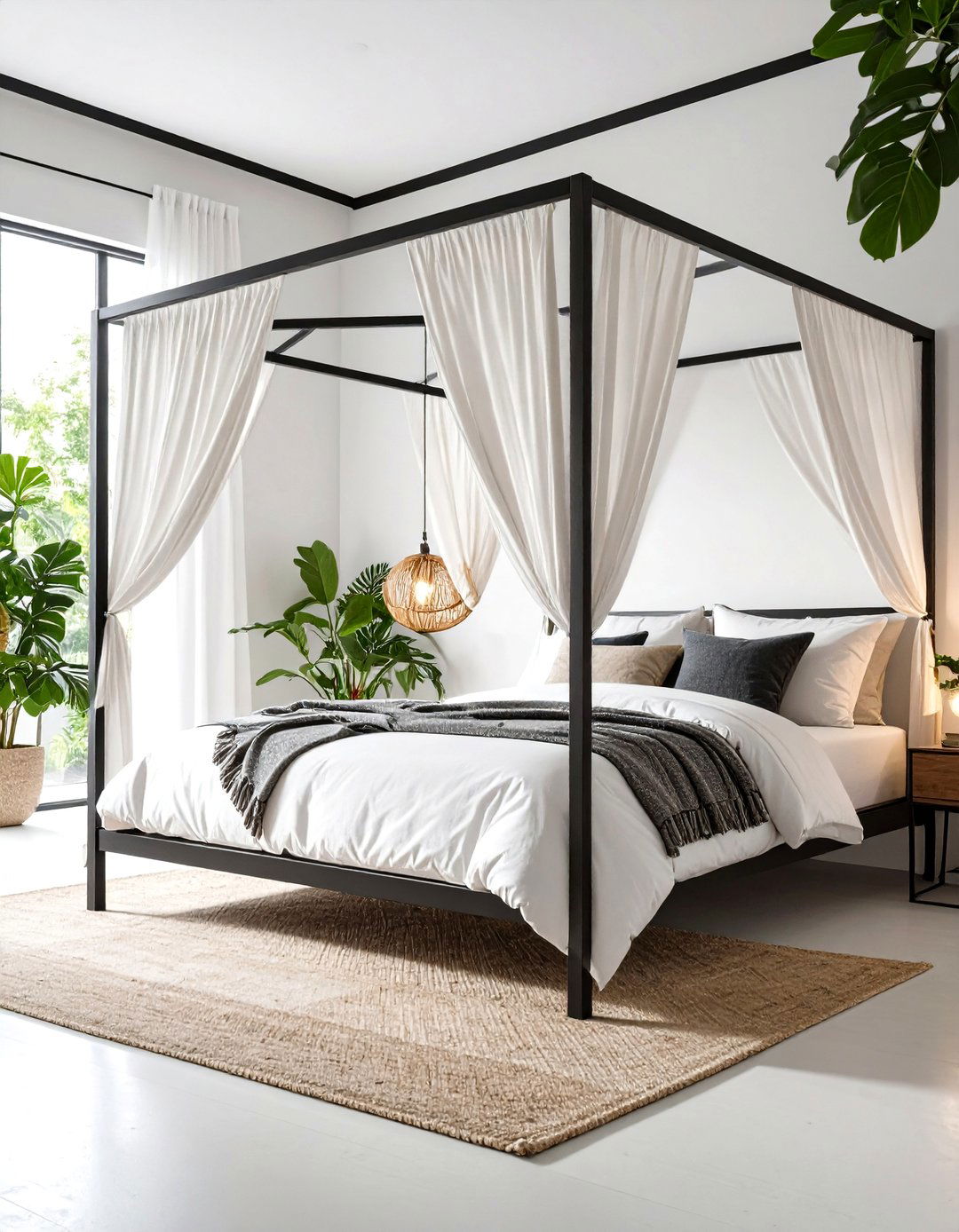 Contemporary Canopy Bed Design - 24 Black and White Bedroom Ideas