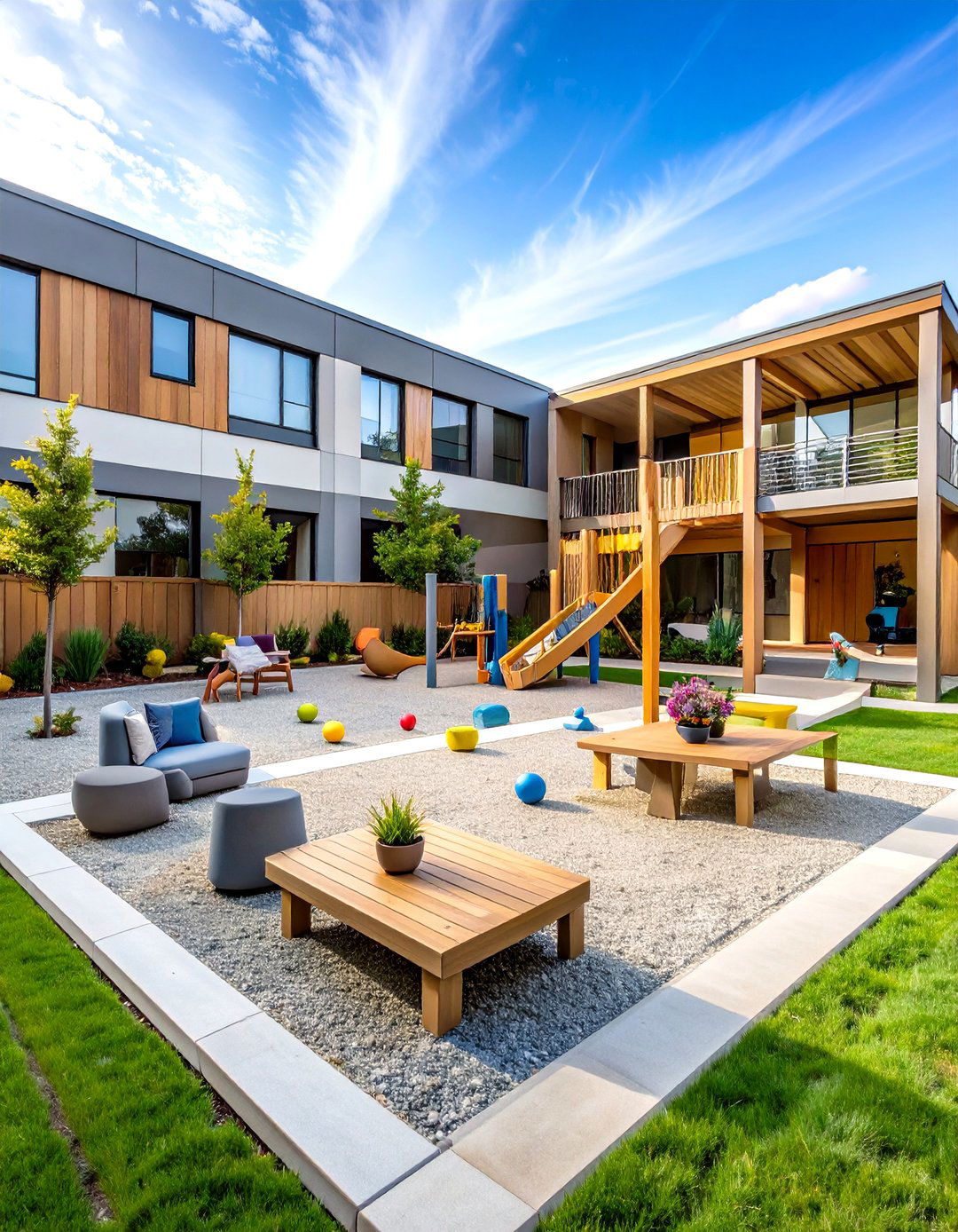 Contemporary Childrens Play Integration - 24 Modern Backyard Ideas