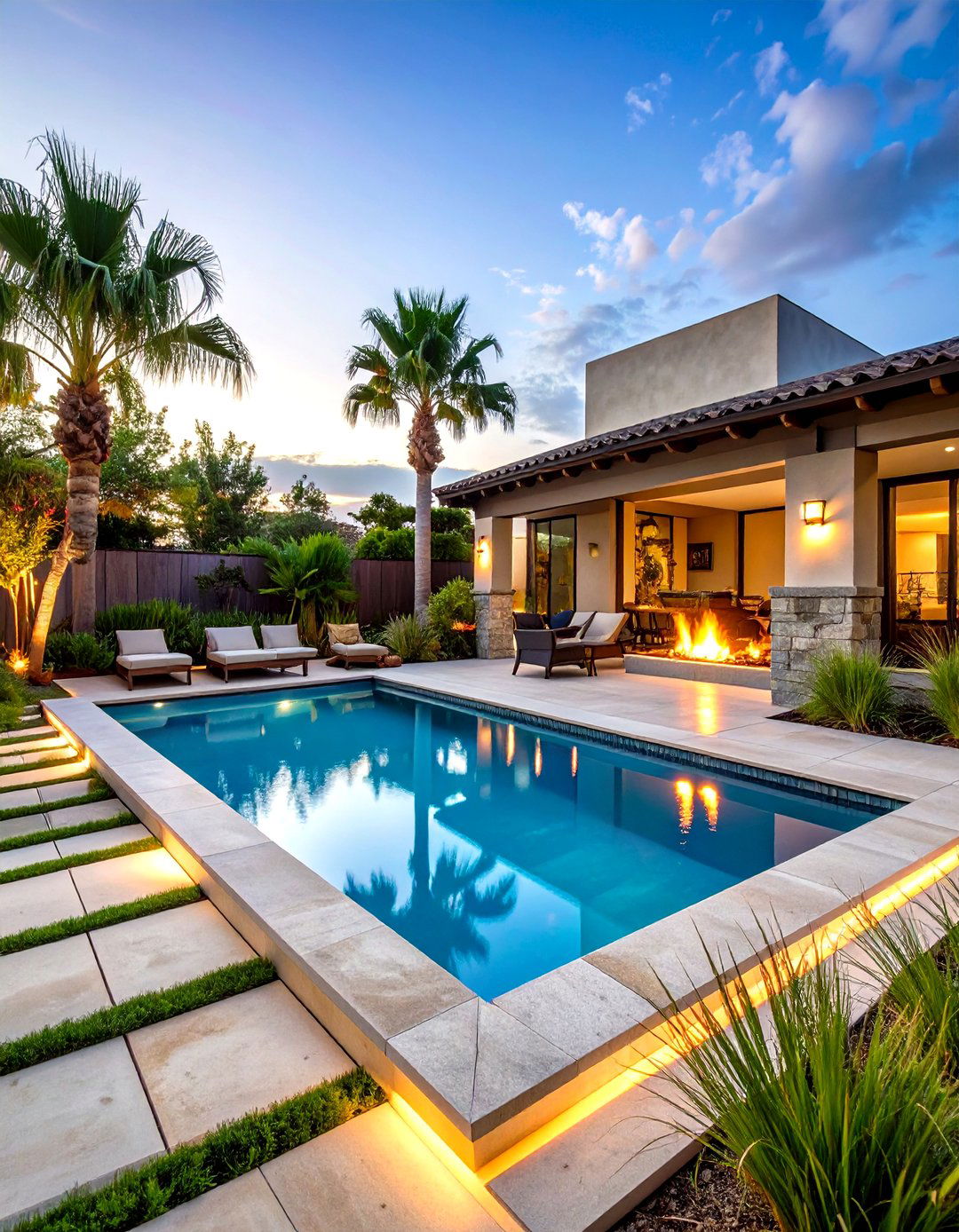 Contemporary Coastal Pool Setting - 24 Pool Landscaping Ideas