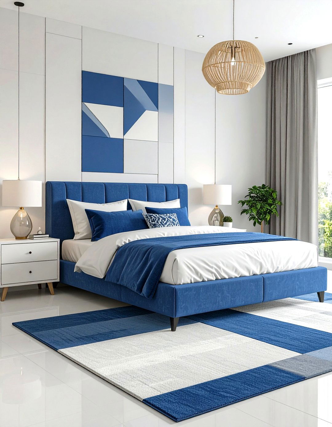 Contemporary Color Block Bedroom Wall Design - 24 Bedroom Wall Painting Ideas