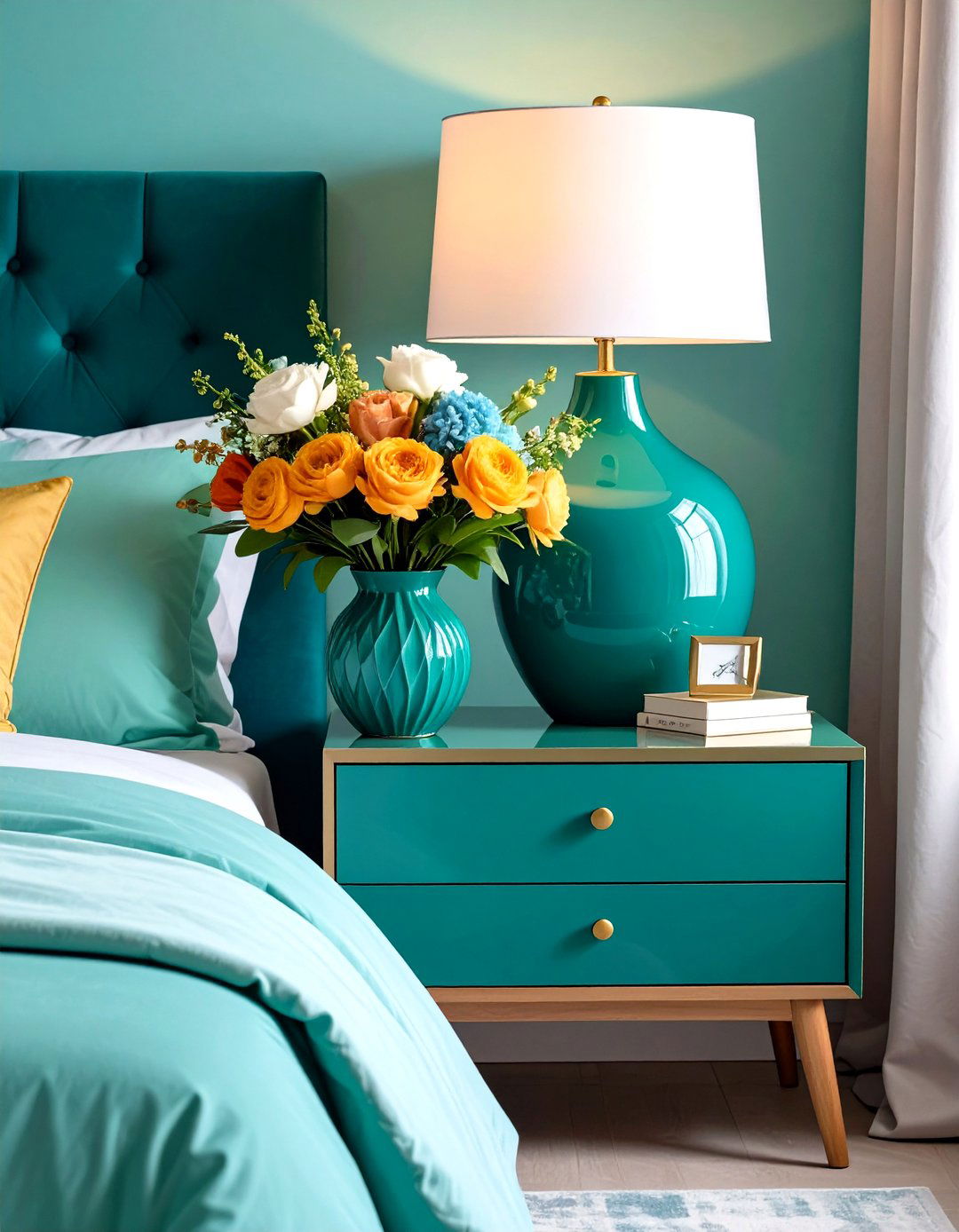 Contemporary Color Pop - 24 Nightstand Decor Ideas