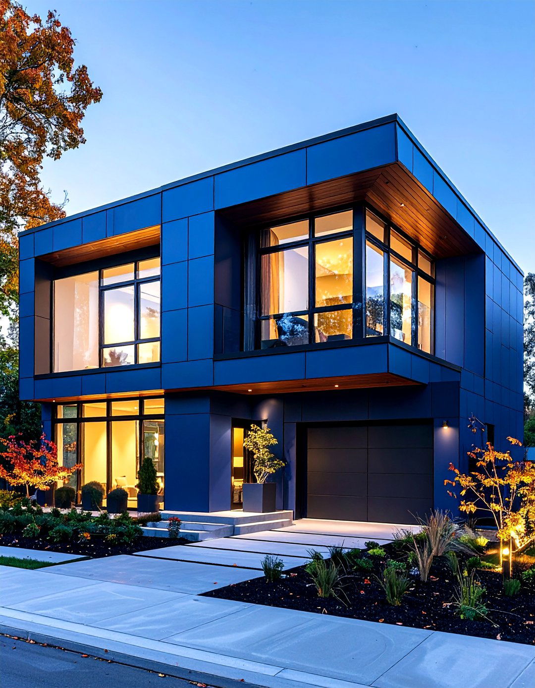 Contemporary Cube Design in Midnight Blue - 24 Blue House With Black Trim Ideas