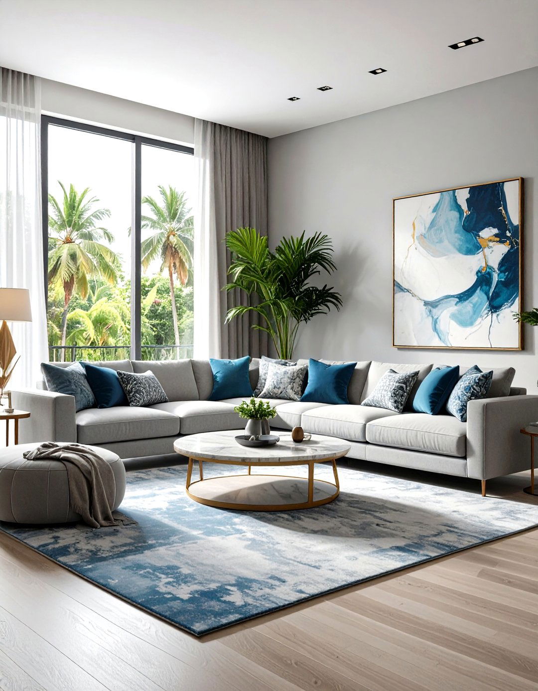 Contemporary Curved Grey Sofa Design - 24 Grey Couch Living Room Ideas
