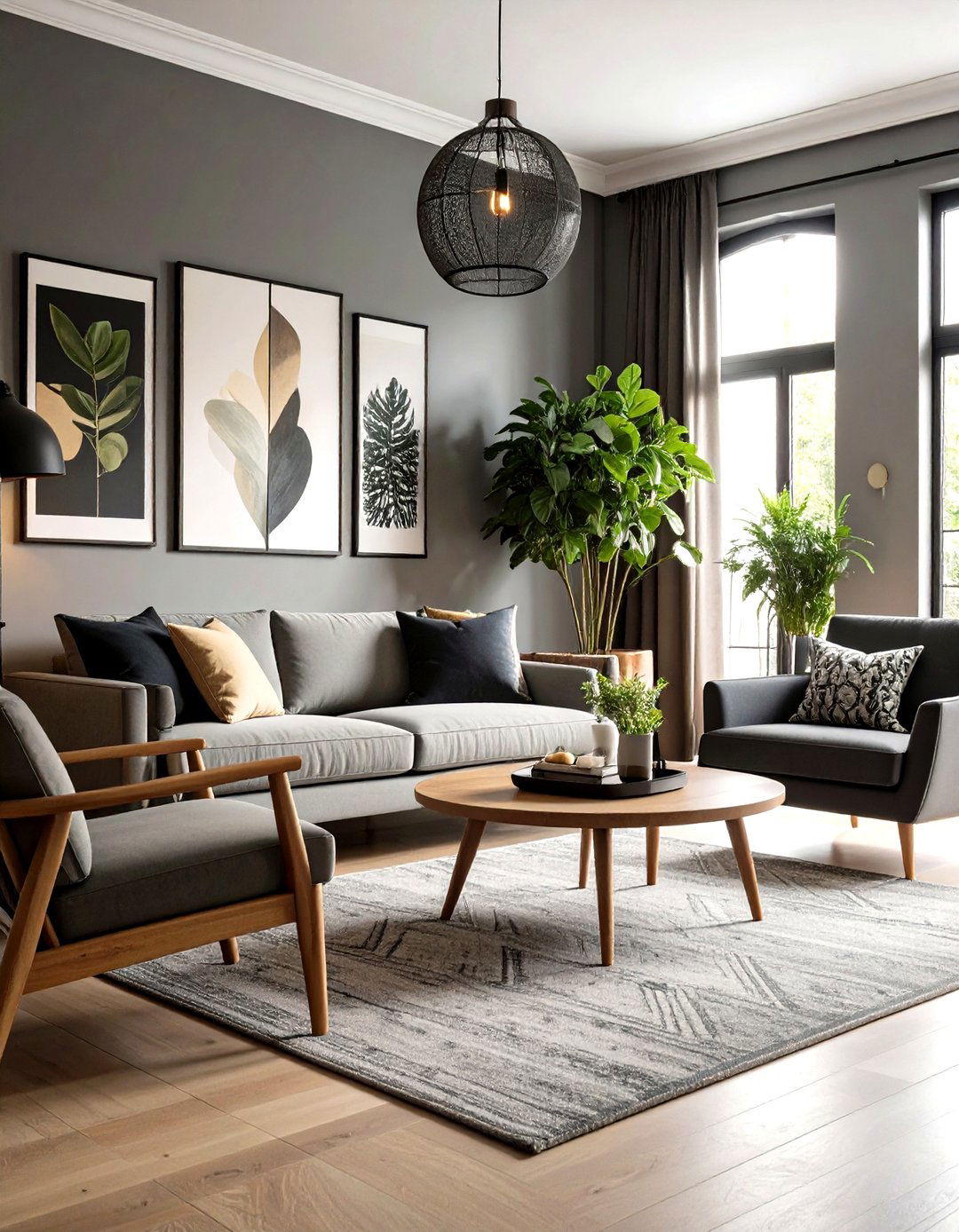 Contemporary Eclectic Living Room Style - 24 living room grey walls black trim