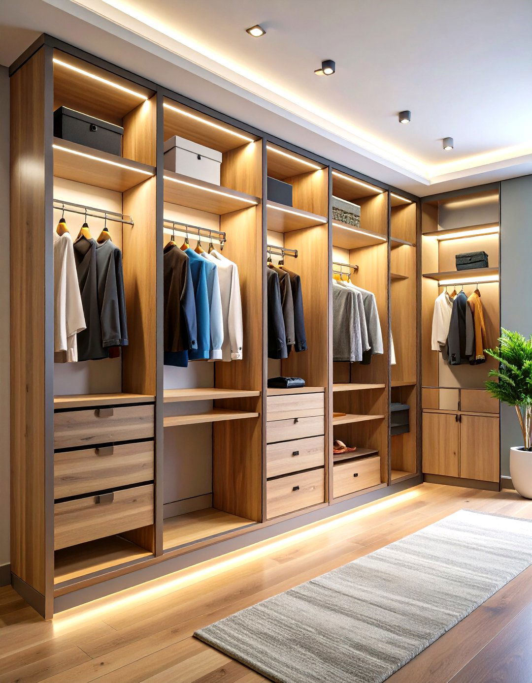 Contemporary Entry Closet with Glass Doors and LED Lighting - 24 Entry Closet Ideas