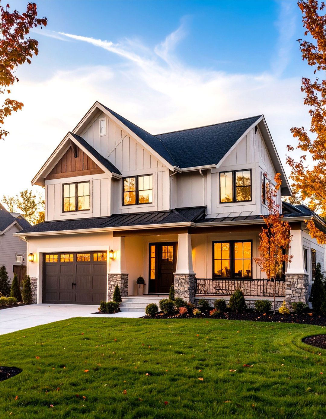Contemporary Farmhouse with Stucco Accents - 24 Modern Farmhouse Exterior