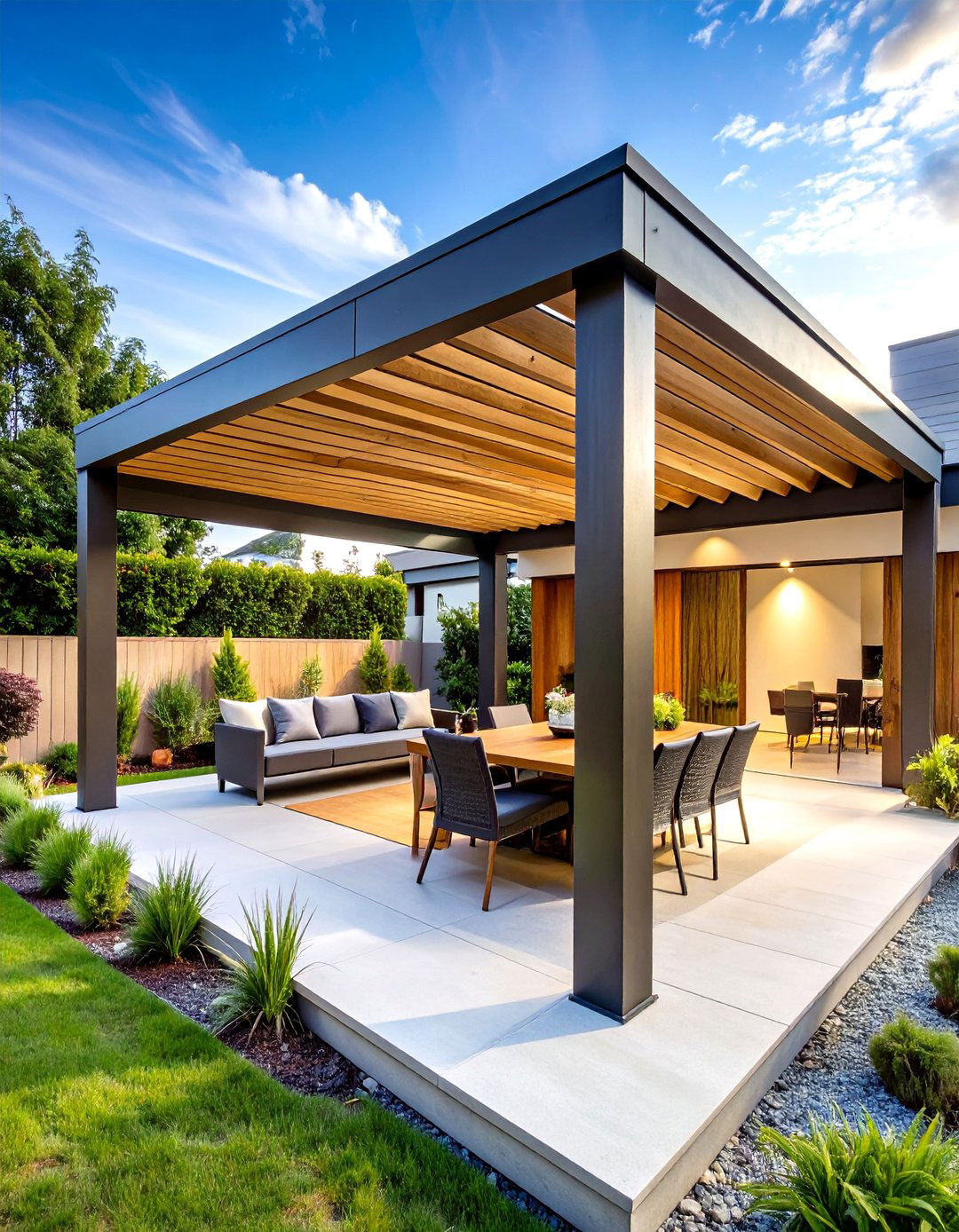 Contemporary Fiber Cement Pergola - 24 Patio Pergola Ideas