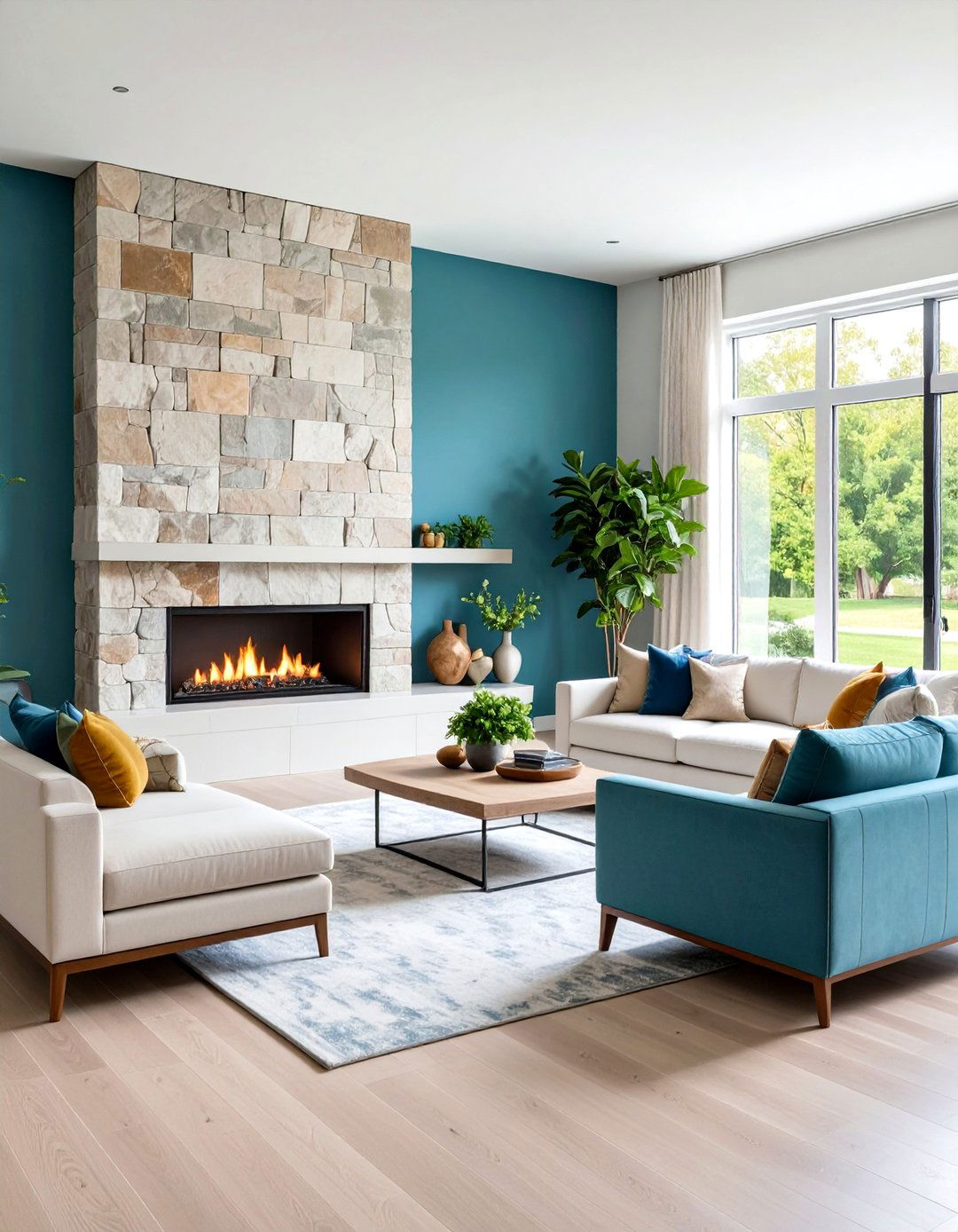 Contemporary Fireplace Living Room Design - 24 Luxury Interior Design Ideas