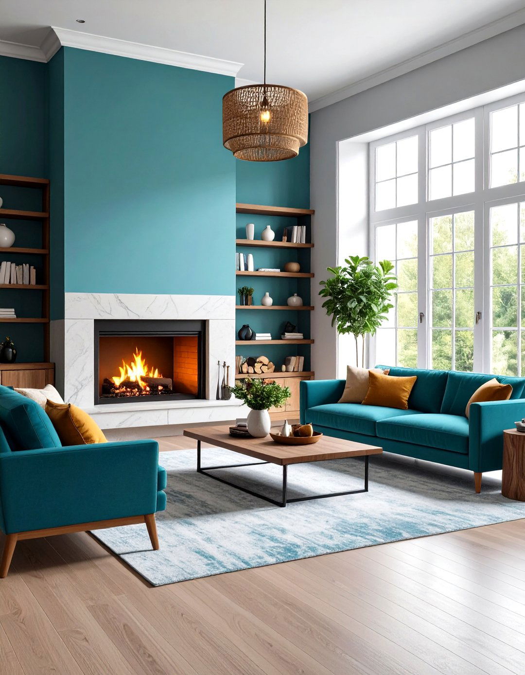 Contemporary Fireplace Living Room Focal Point - 24 Townhouse Interior Design Ideas