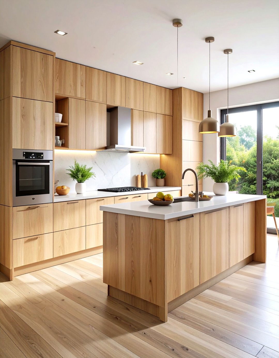 Contemporary Flat Panel Kitchen - 24 Kitchens With Light Wood Cabinets