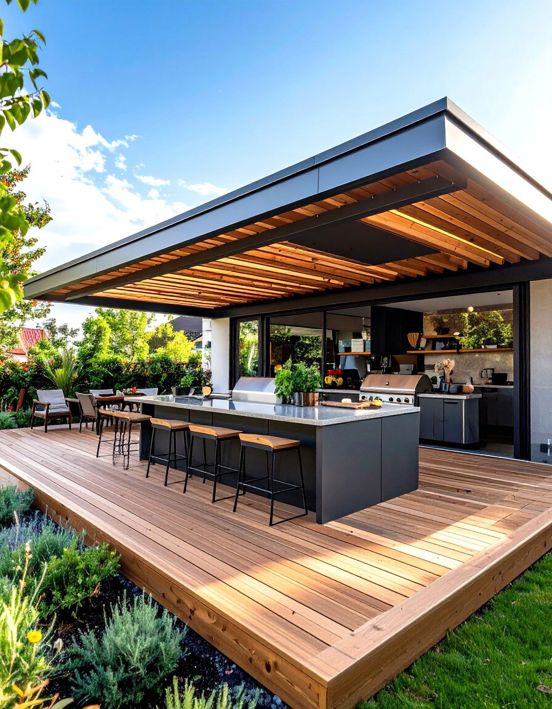 Contemporary Flat Roof Design - 24 Outdoor Kitchen Roof Ideas