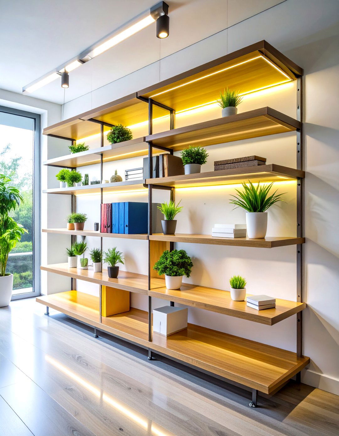 Contemporary Floating Shelf Design - 24 Bookcases Around Window Design Ideas