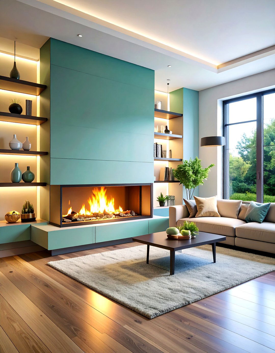 Contemporary Floating Shelf System - 24 Fireplace With Bookshelves
