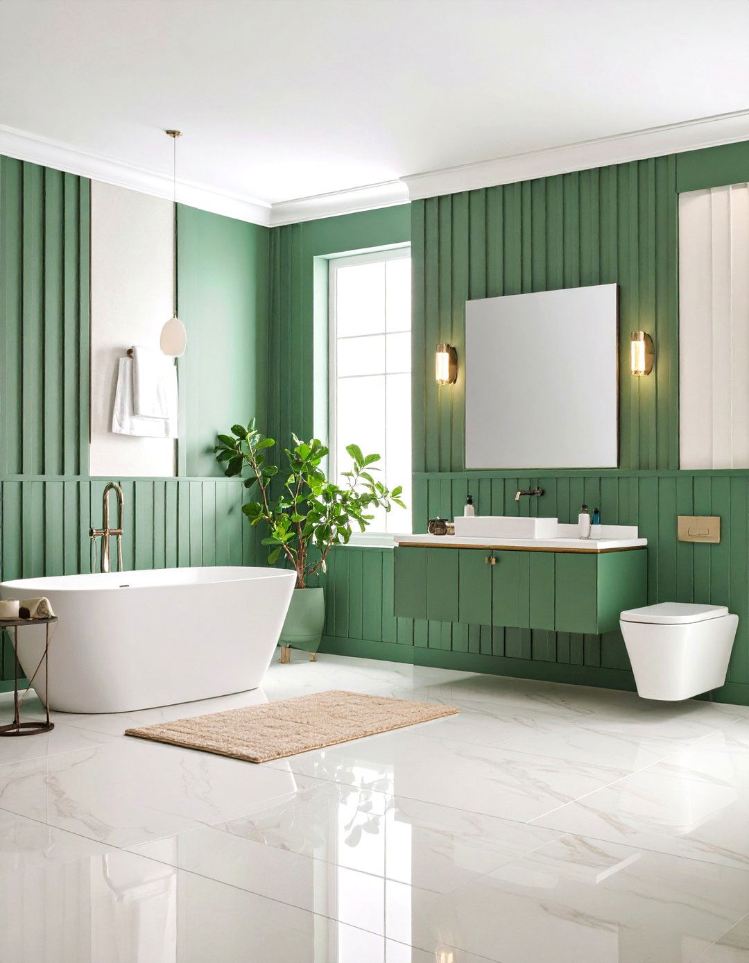 Contemporary Full Wall Coverage - 24 Powder Room Wainscoting Ideas
