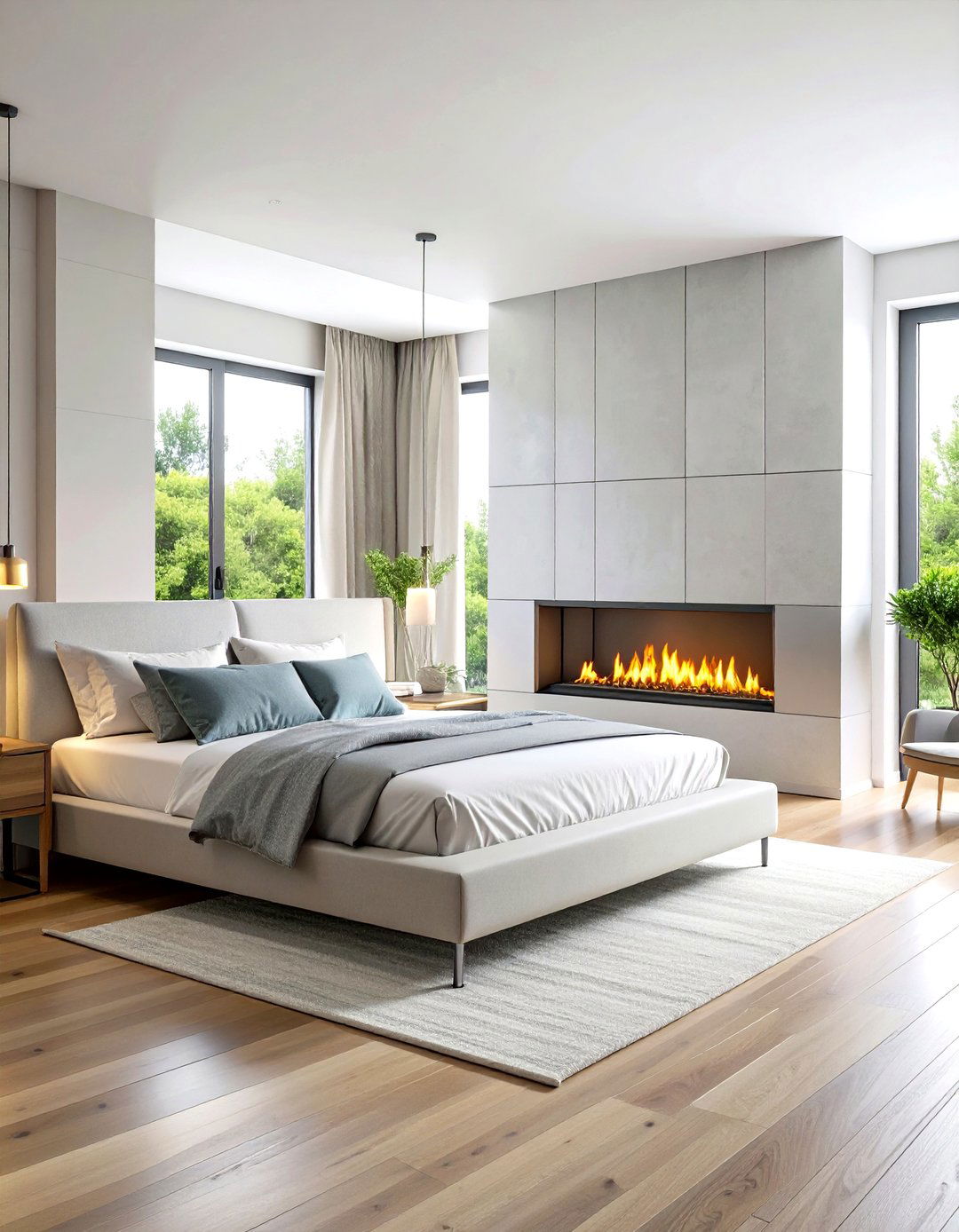 Contemporary Gas Linear Fireplace - 24 Bedroom Fireplace Ideas